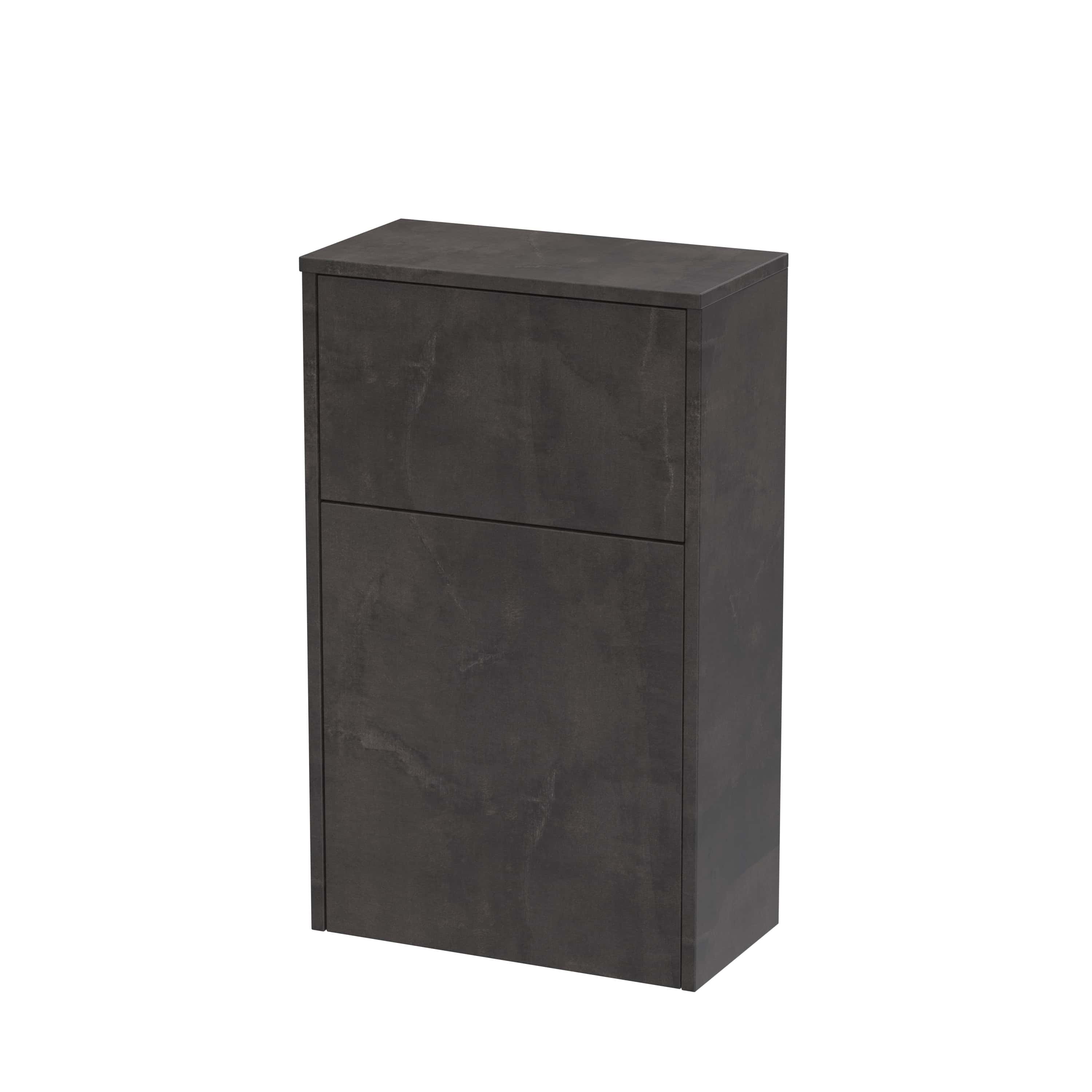 Sleek dark grey bathroom storage cabinet with two drawers, modern minimalist design, ideal for organising bathroom essentials, made from durable materials, provides stylish functionality for contemporary bathrooms.