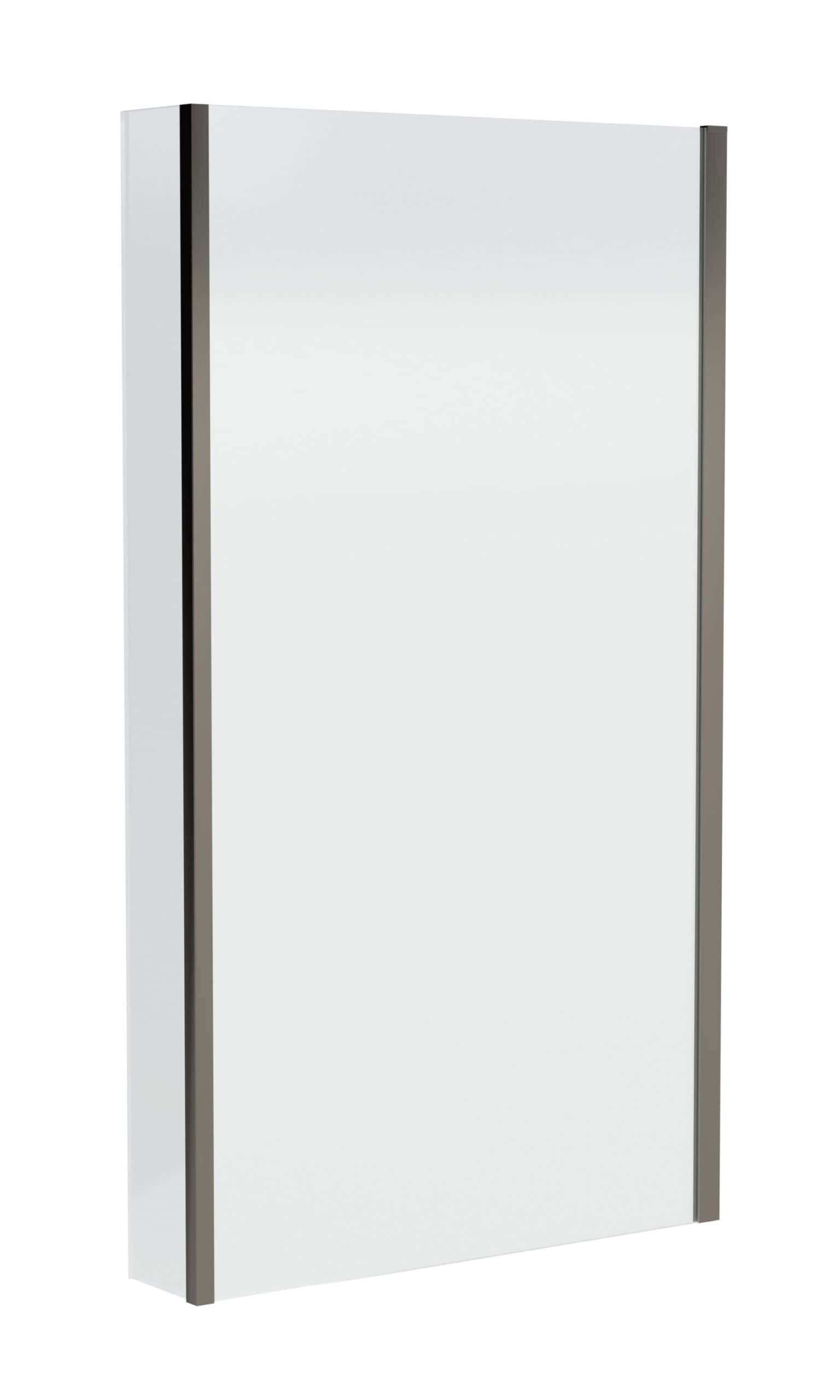 Sleek white bathroom shower enclosure with black trim, modern design, suitable for contemporary bathroom renovation and space optimisation.