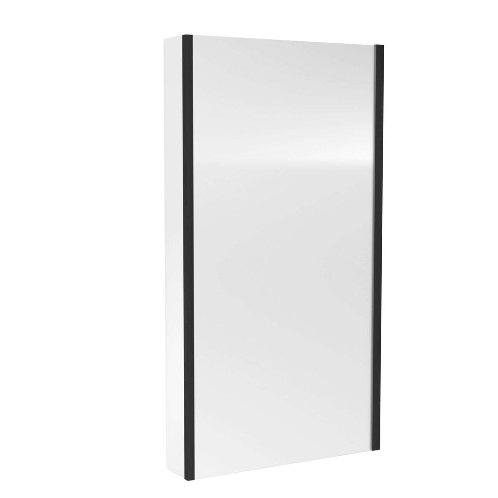 Sleek modern bathroom mirror with black trim, ideal for contemporary bathroom designs and installation above sinks or vanities.