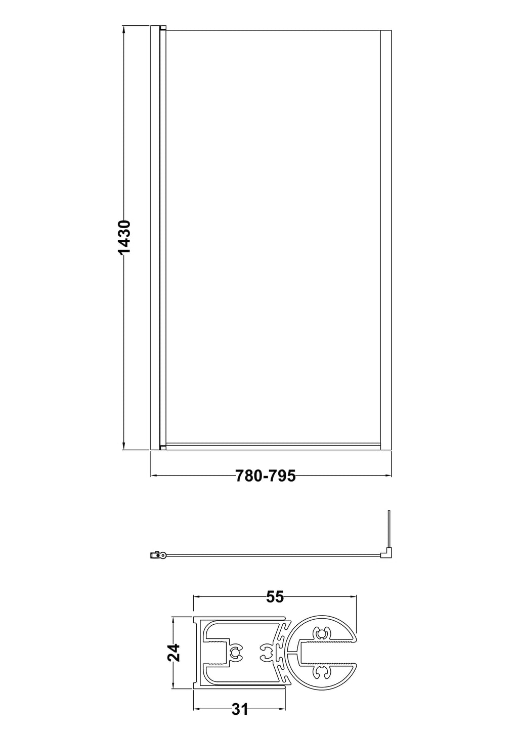 High-quality shower enclosure with adjustable width and modern design, ideal for custom bathroom renovations and stylish wet rooms. Suitable for secure and space-efficient bathroom solutions.