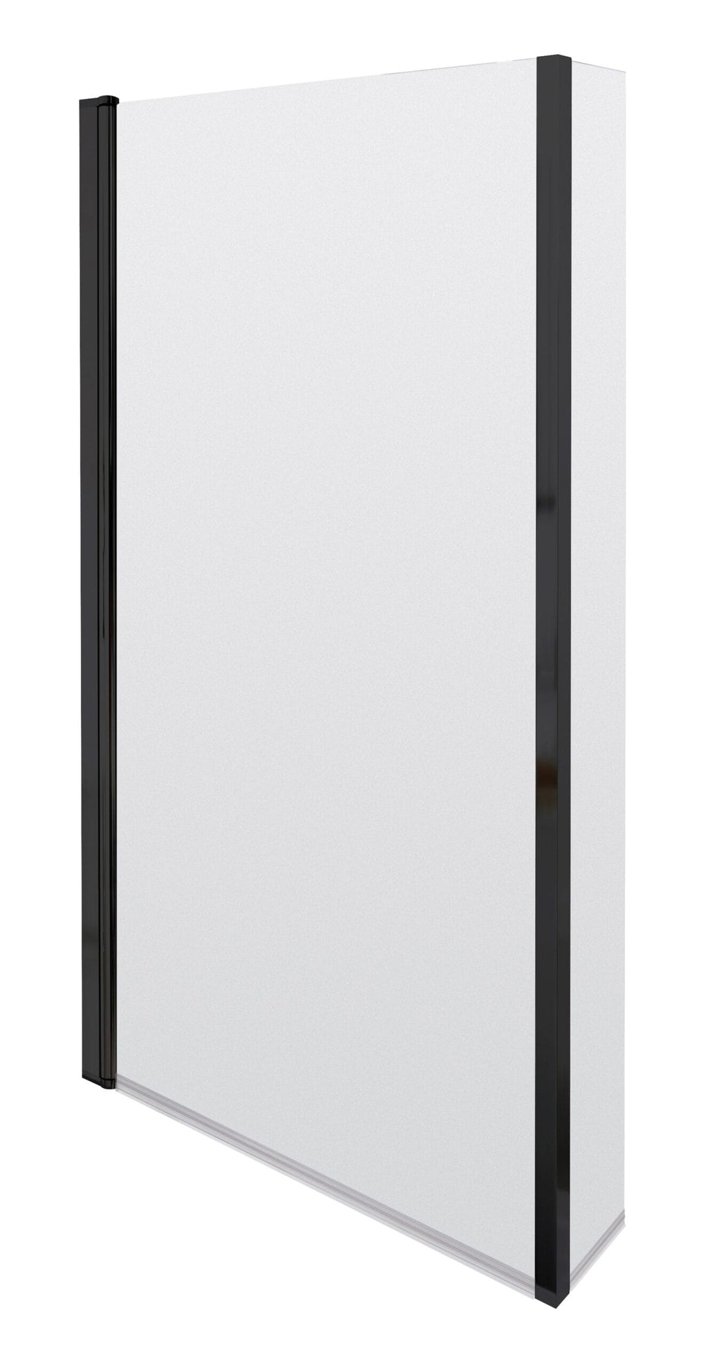 Shower enclosure with white frosted glass and black frame, ideal for modern bathrooms, providing a stylish and functional shower solution. Perfect for space-saving bathroom designs.