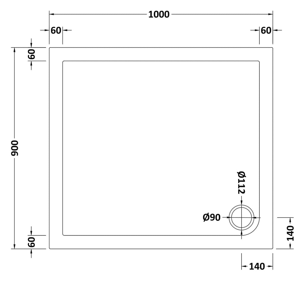 High-quality shower tray with precise dimensions, ideal for modern bathroom designs and easy installation with adjustable feet.