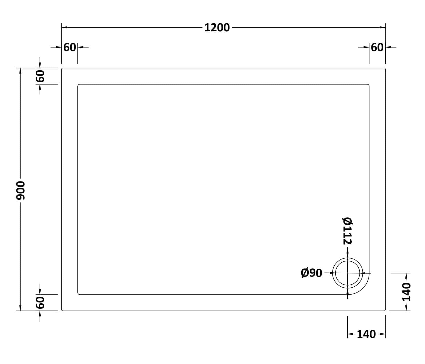 Vessel sink front view with dimensions for bathroom renovation or plumbing installation.