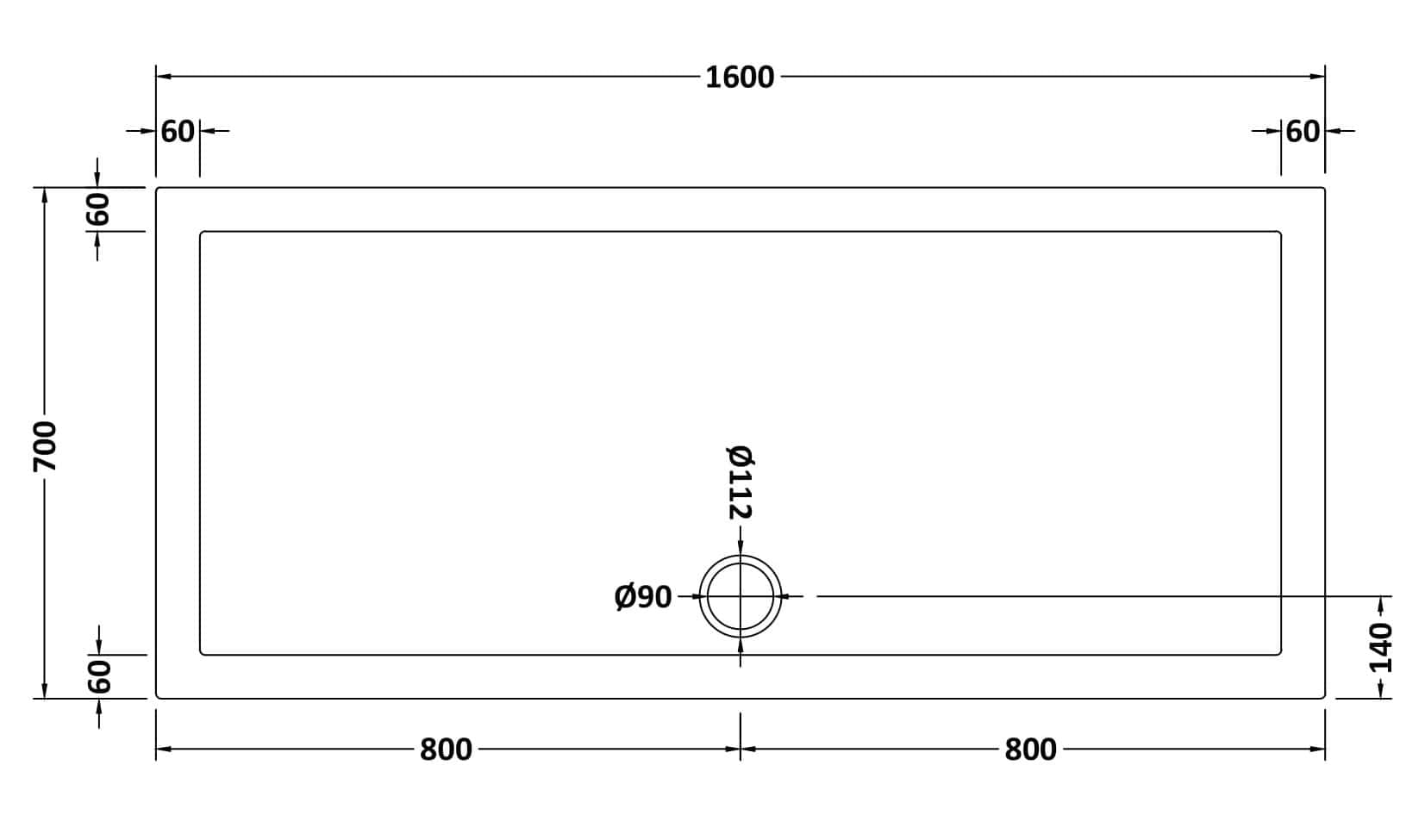 Modern rectangular bathroom sink with detailed technical drawing, including measurements in millimetres for installation and design purposes.