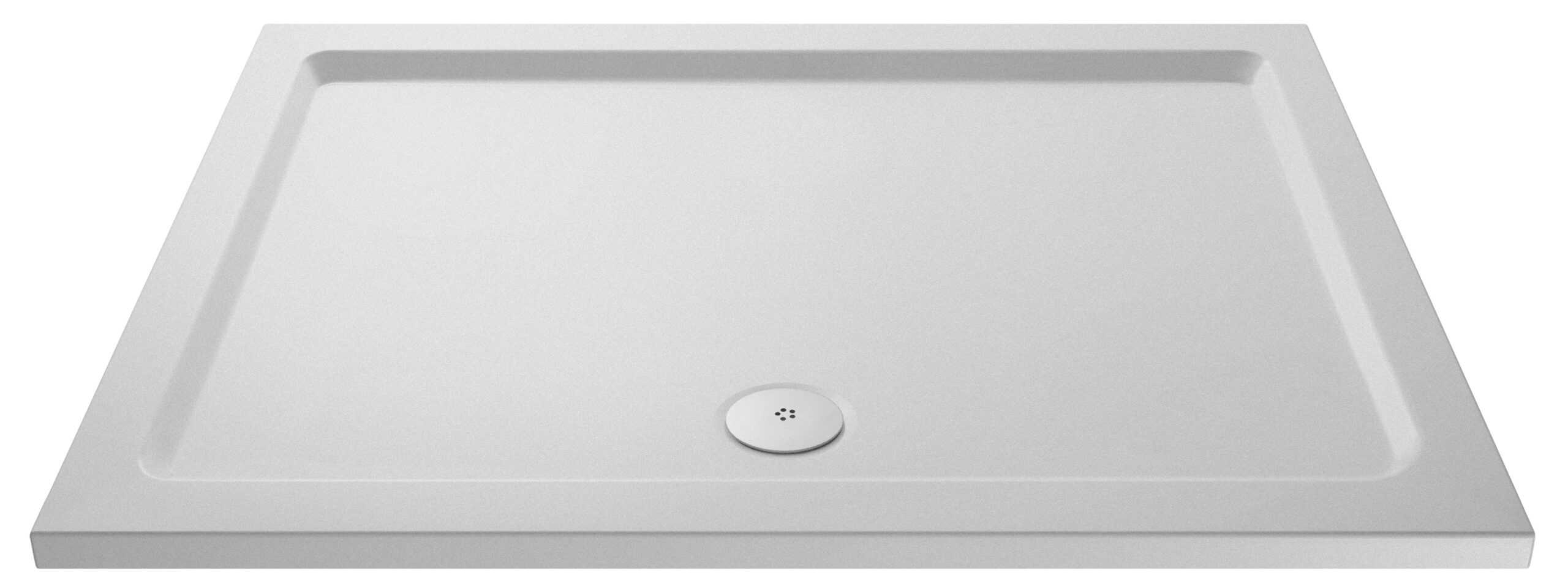 Modern white shower tray with drain, perfect for contemporary bathroom bathroom renovation and installation. Durable, easy to clean, and ideal for a sleek bathroom design.