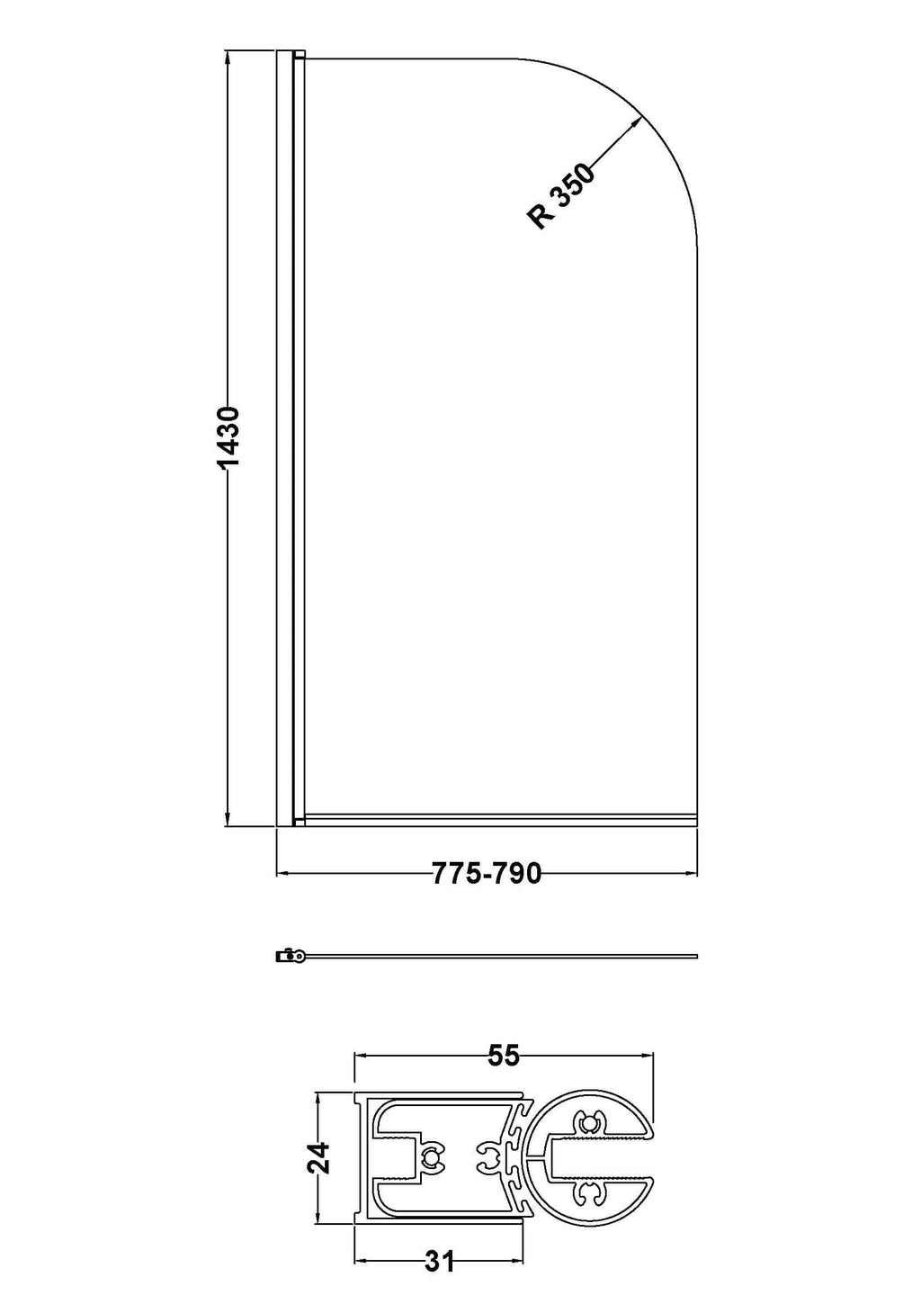 Sleek walk-in shower enclosure with glass panel, modern design, and adjustable width, ideal for contemporary bathrooms, providing a stylish and functional shower solution.