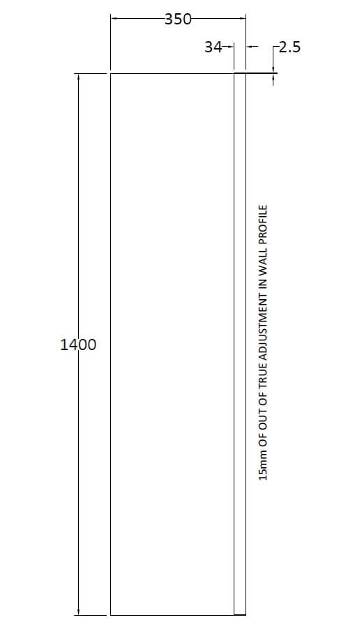 High-quality bathroom wall profile drawing with precise dimensions for Bubly Bathrooms. Ideal for bathroom renovation and planning.