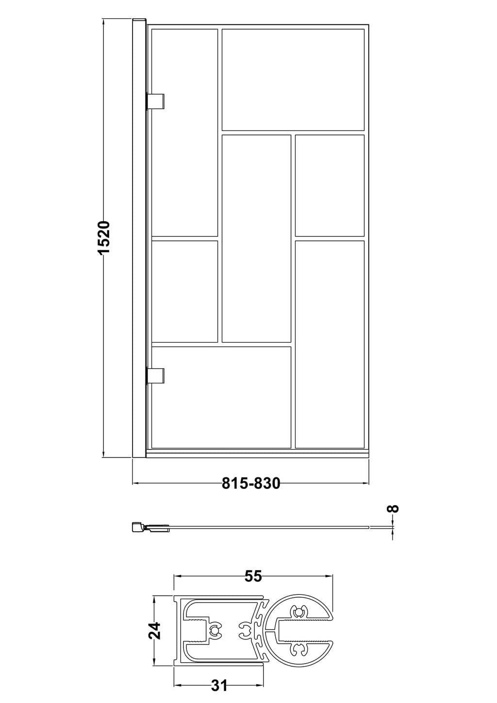 Sleek aluminium shower door with modern frameless design, suitable for bathroom renovation and upgrade projects. Features durable materials and secure sealing for a stylish, waterproof shower enclosure.