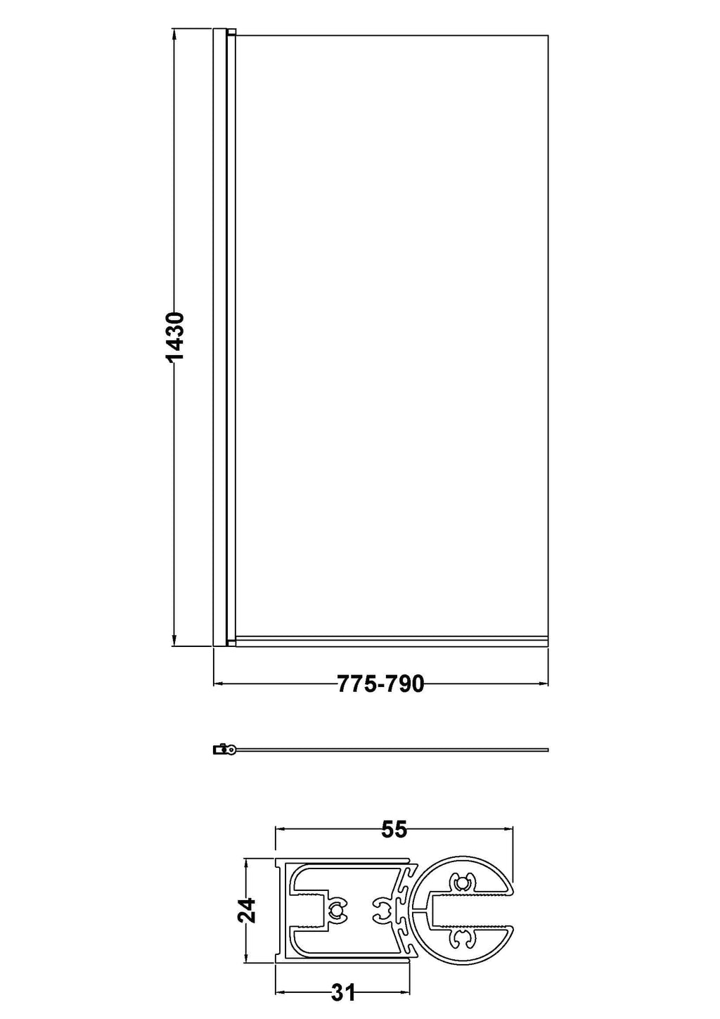 Modern shower enclosure with adjustable width and sleek design ideal for contemporary bathrooms.