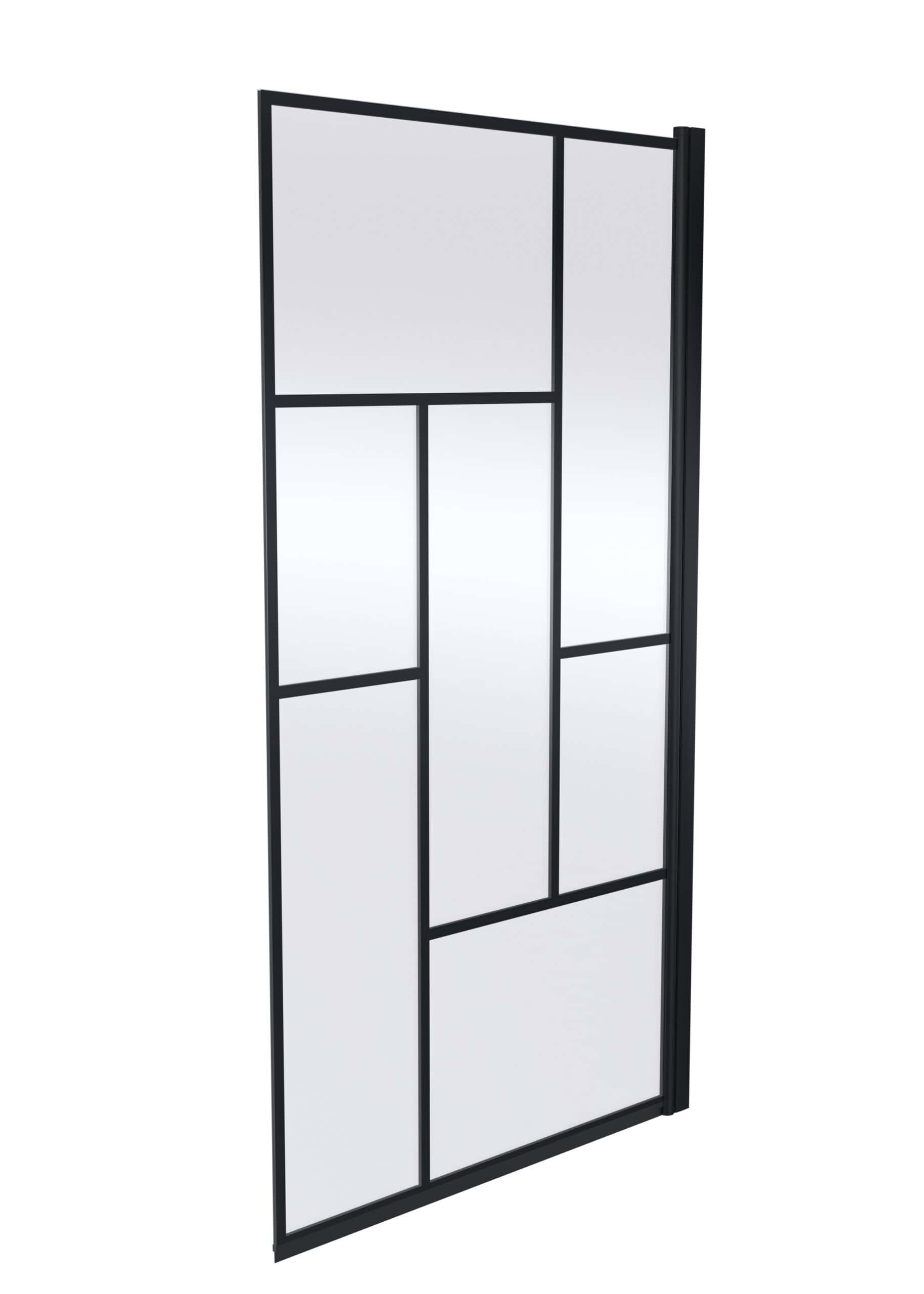 Stylish black-framed bathroom mirror with multiple panels, ideal for modern bathroom décor and maxmising space.