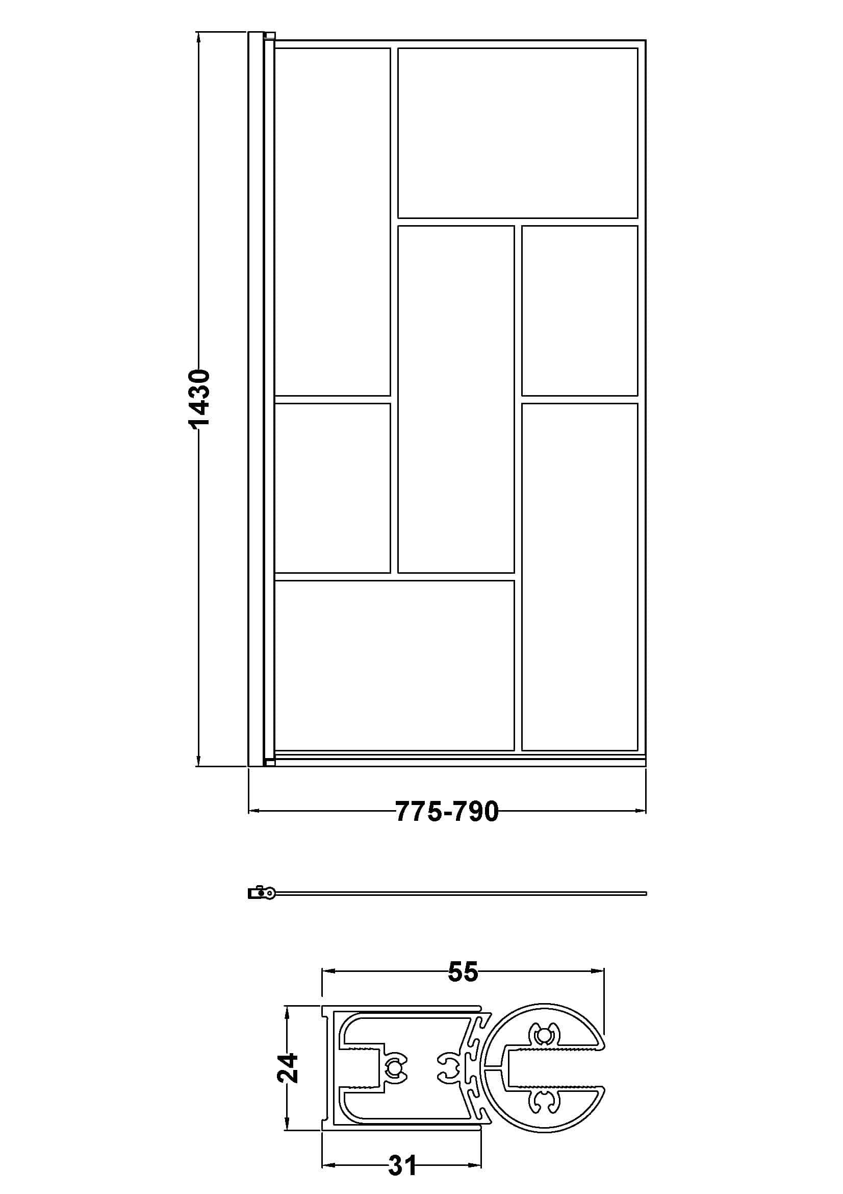 Versatile aluminium shower screen for modern bathrooms, available in custom widths 775-790mm with stylish glass panels, designed for safety and durability by Bubly Bathrooms.