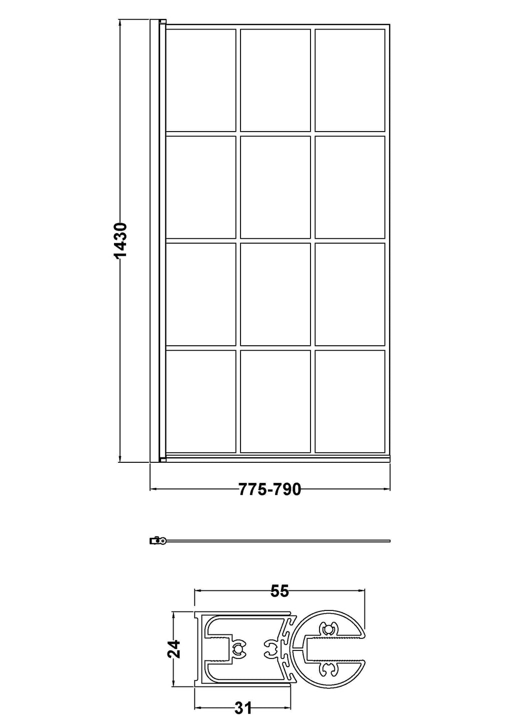 High-quality bathroom shower enclosure with elegant grid design, perfect for modern bathrooms, durable materials, and easy installation.