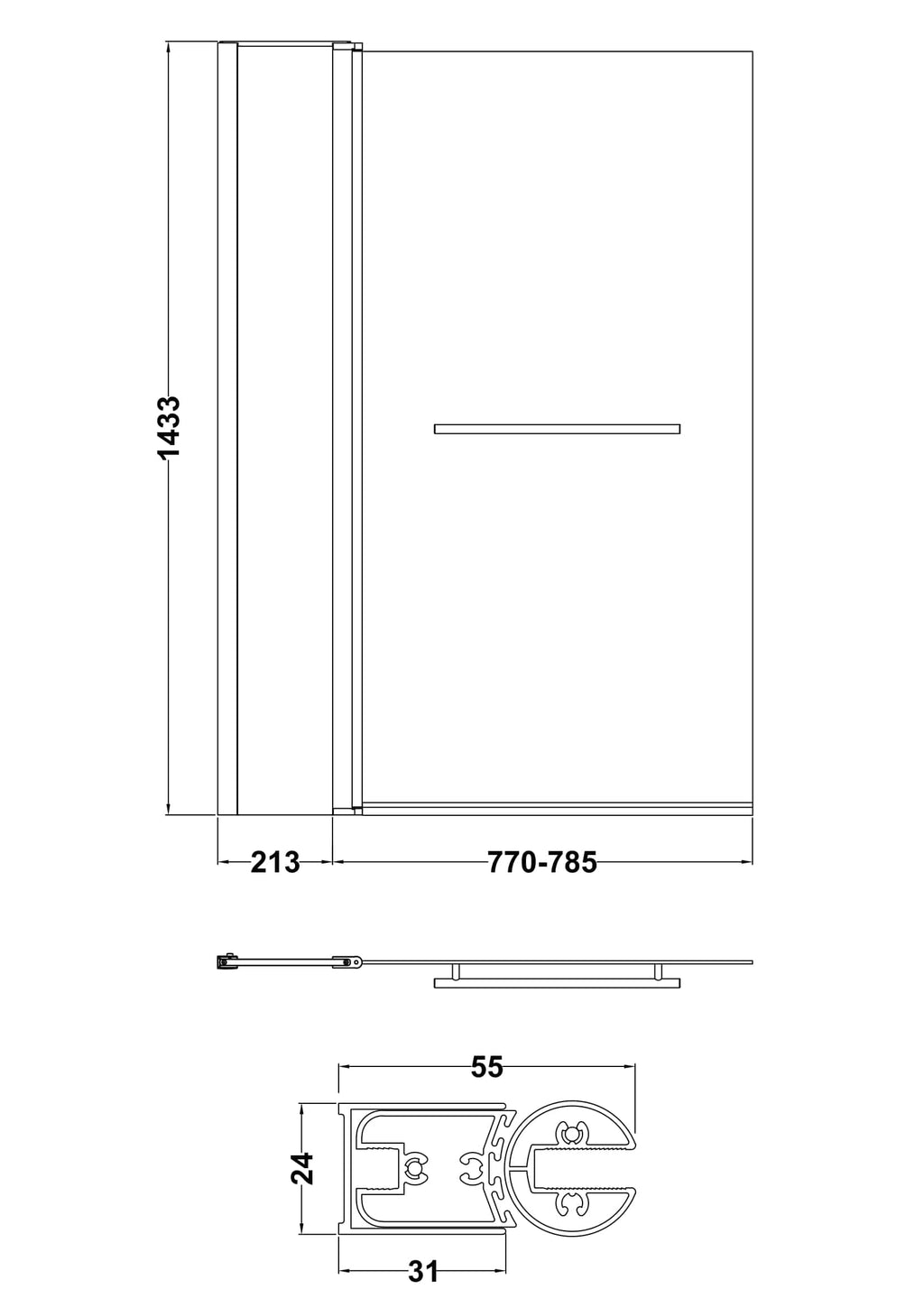 Sleek modern shower enclosure with clean lines and durable glass, ideal for contemporary bathrooms, featuring adjustable dimensions for a perfect fit.