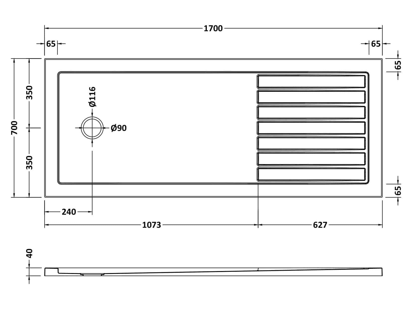 Sleek modern kitchen sink with integrated drainage area, featuring detailed dimensions and design sketches for perfect installation and style.