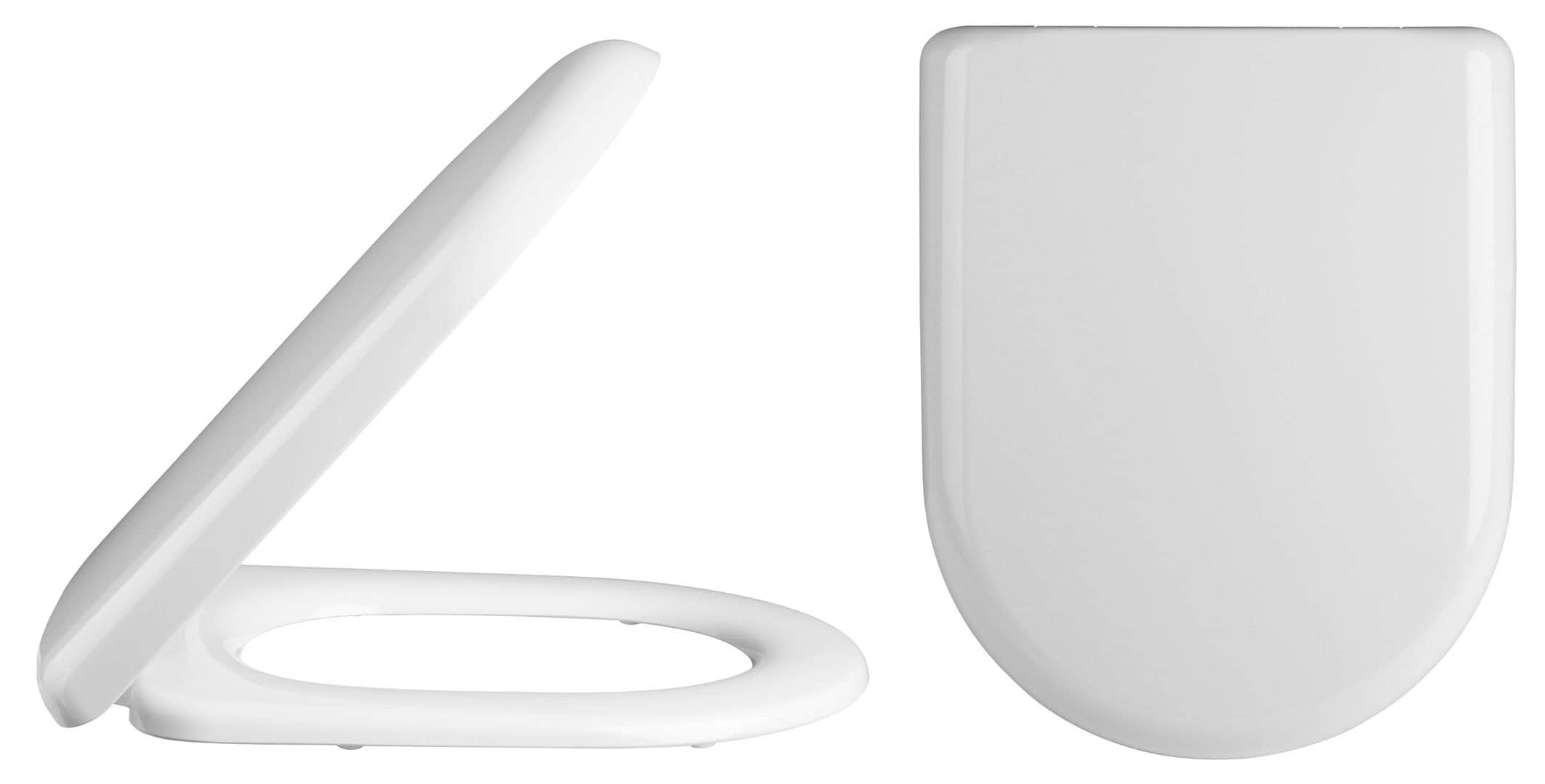 Modern white toilet seat and lid with sleek, contemporary design, ideal for bathroom upgrades and spaces prioritising hygiene and style.