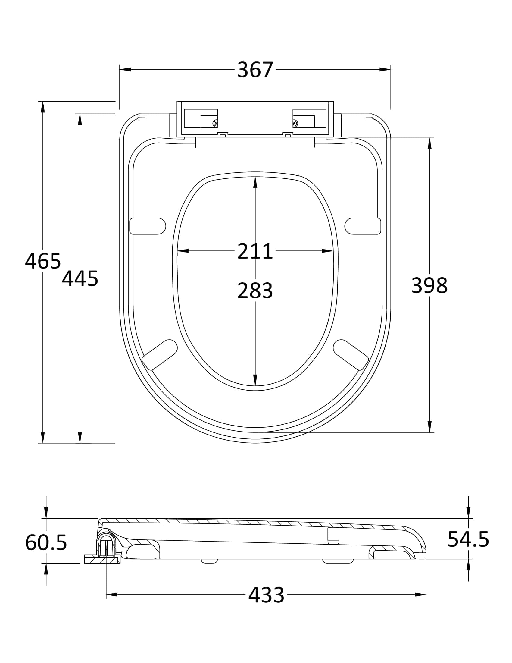 Stylish modern toilet with detailed technical blueprint, measuring 367mm by 465mm, ideal for contemporary bathroom renovation and installation, showcasing precise dimensions for fitting and functionality.