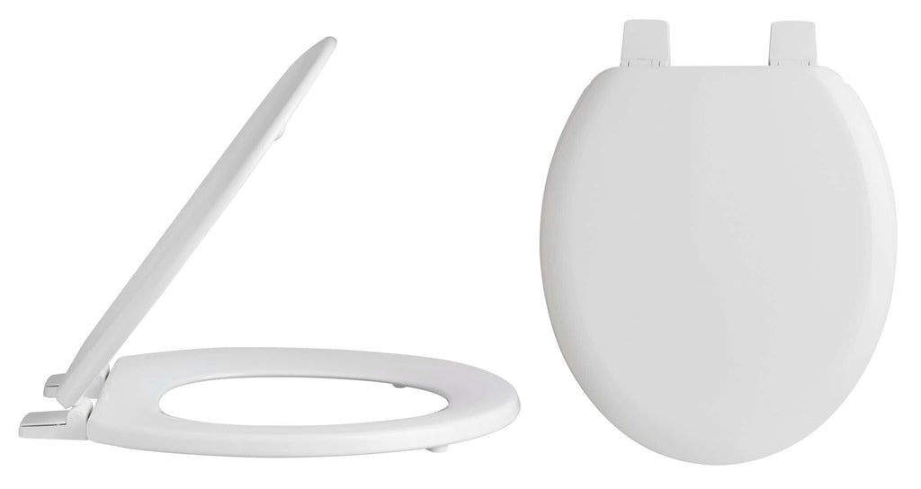 Modern white toilet with soft-close lid, ideal for bathroom upgrades and hygienic use. Sleek, space-saving design perfect for contemporary bathroom decor.