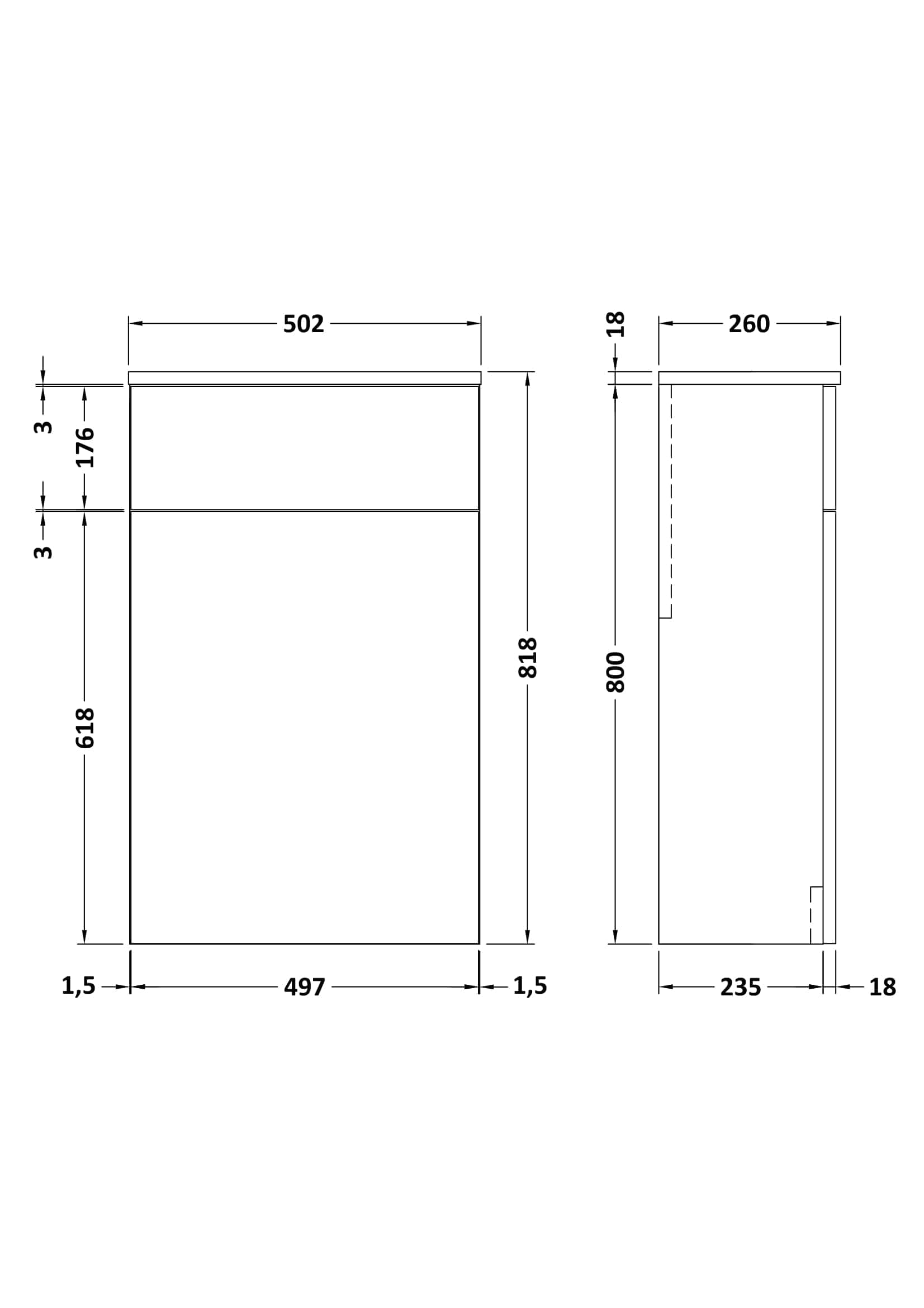 Modern bathroom vanity cabinet with precise dimensions for custom installation in luxury bathrooms.