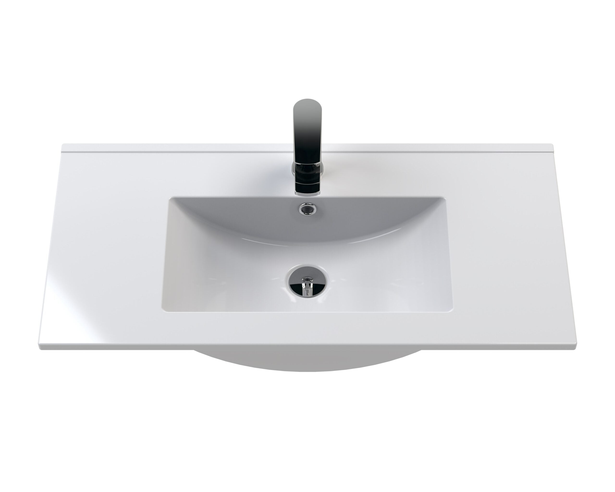 Sleek white bathroom sink with modern black tap, designed for stylish and functional bathroom renovation by Bubly Bathrooms.