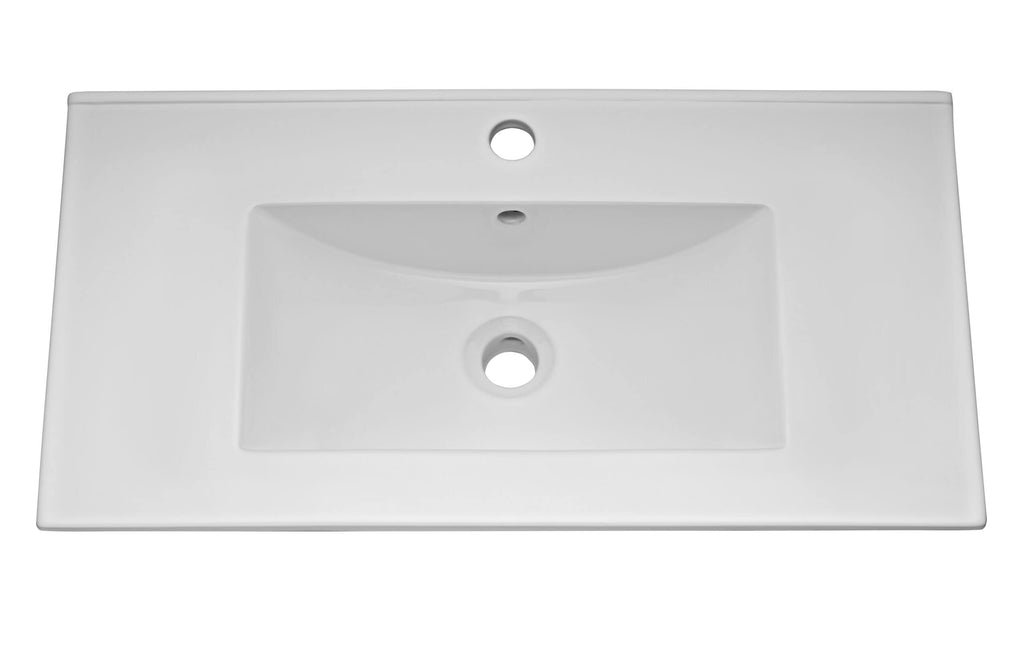 Ceramic bathroom washbasin with sleek rectangular design, suitable for modern bathrooms, easy to install, made from durable high-quality material.