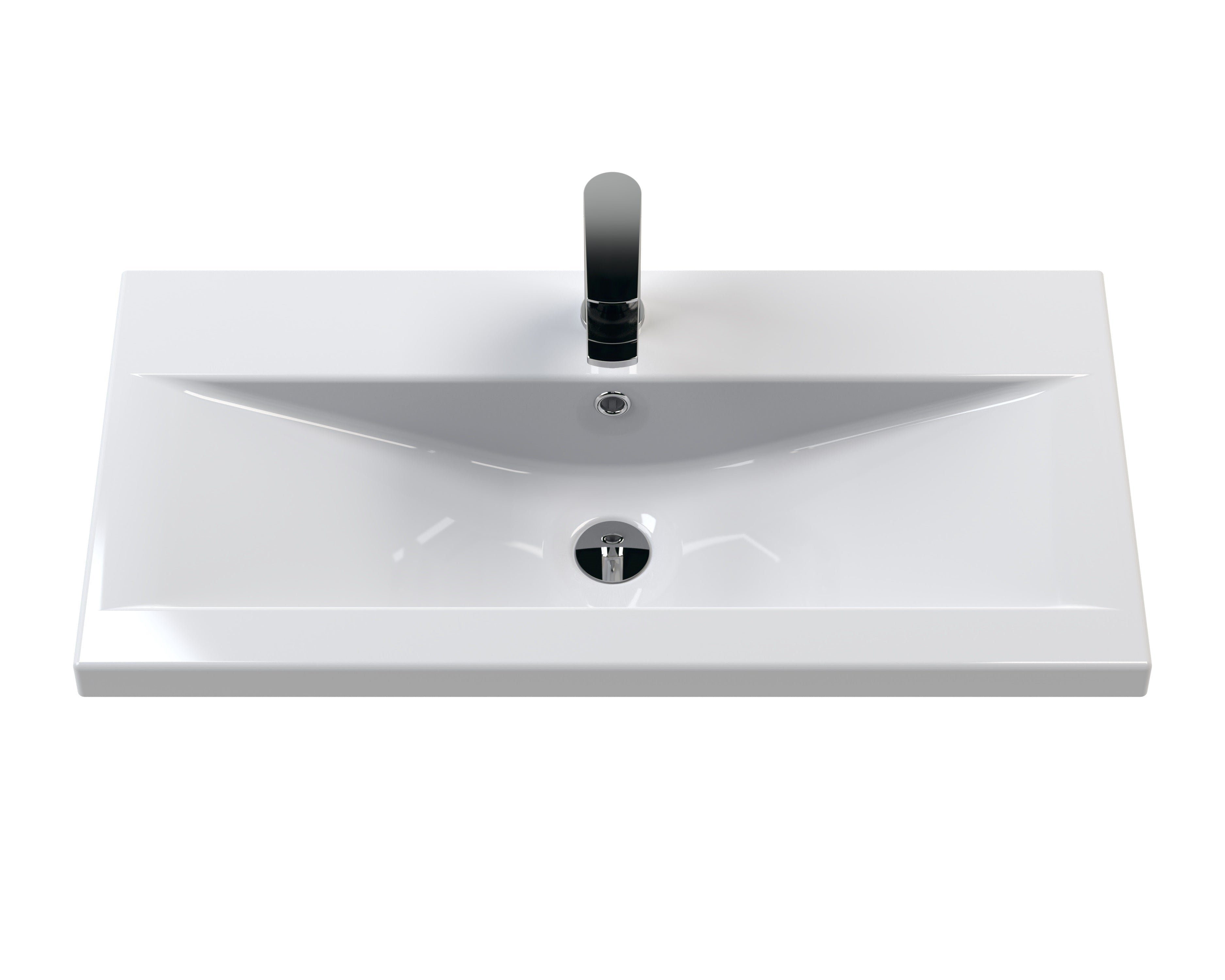 Modern white bathroom sink with black faucet, sleek and minimalist design, perfect for contemporary bathrooms, featuring durable ceramic material.
