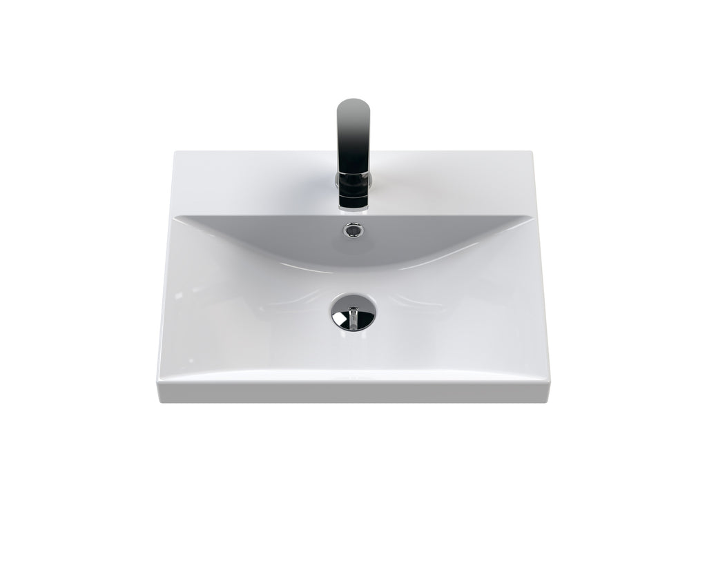 Modern white bathroom sink with sleek black faucet, ideal for contemporary bathroom renovation and installation, offering stylish and functional design.