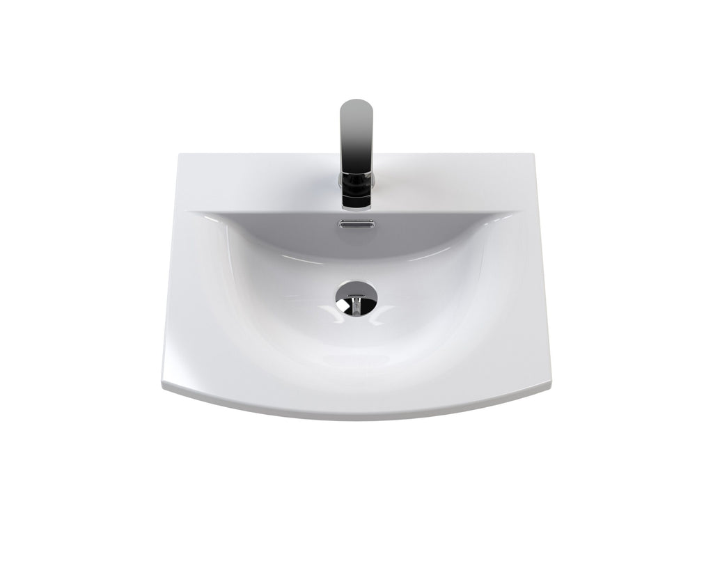 Polished white bathroom sink with modern chrome faucet, ideal for contemporary bathroom designs, showcasing sleek fixtures and a minimalist style.