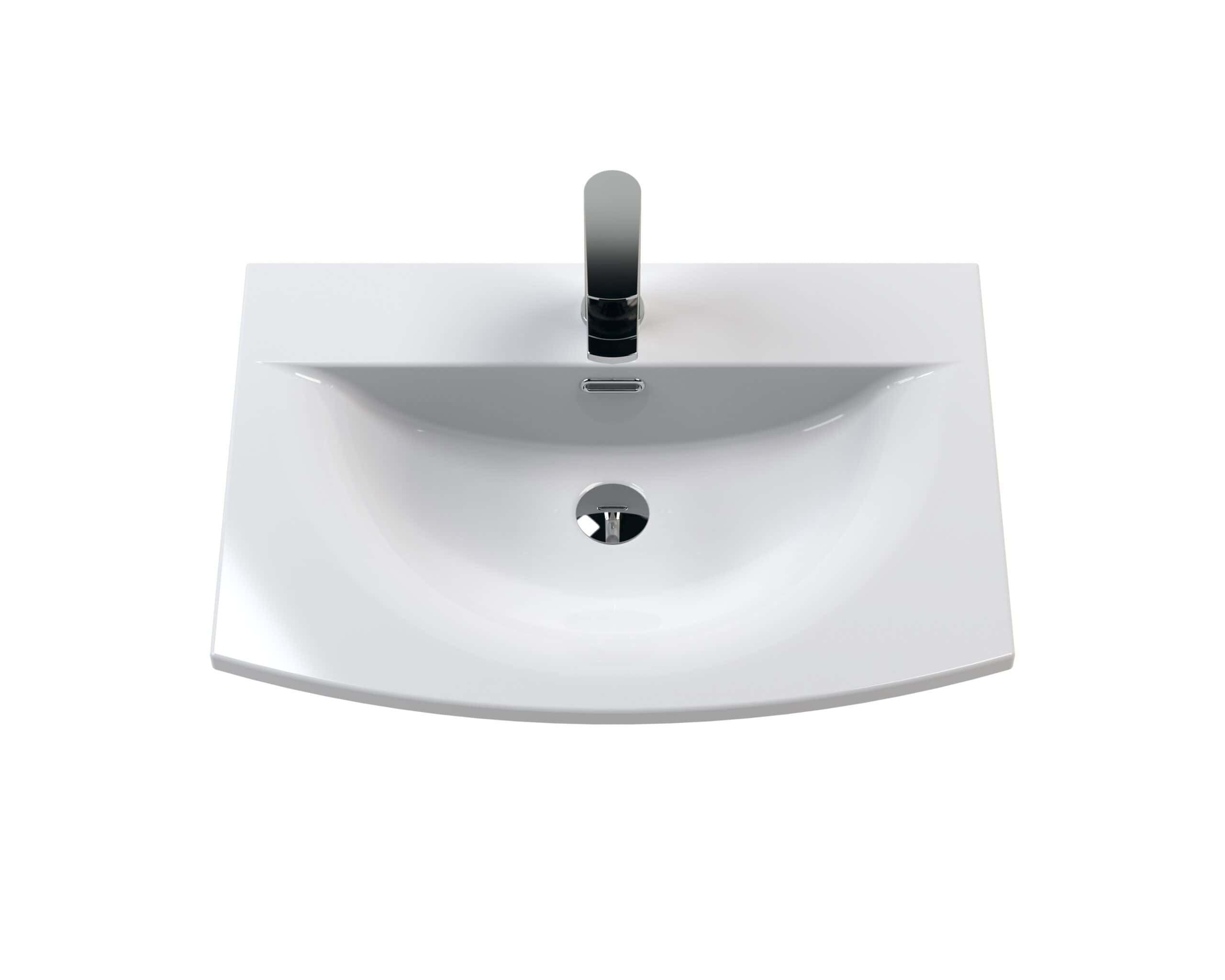 Sleek white bathroom sink with modern chrome faucet and integrated drain, perfect for contemporary bathroom design, offering stylish and functional water basin solution.