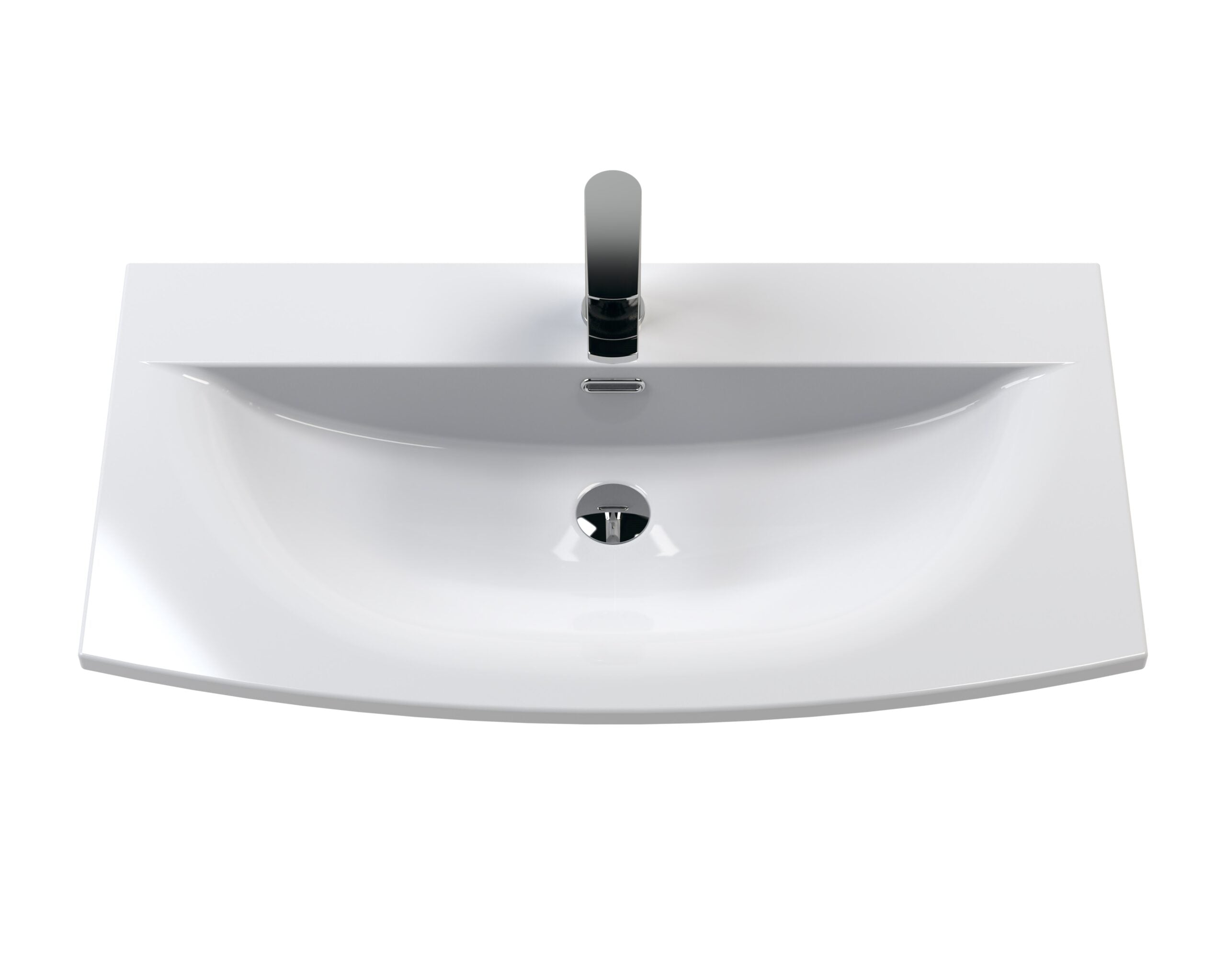 Sleek white modern bathroom sink with chrome faucet, minimalist design, suitable for contemporary bathrooms, ideal for stylish and functional bathroom decor.