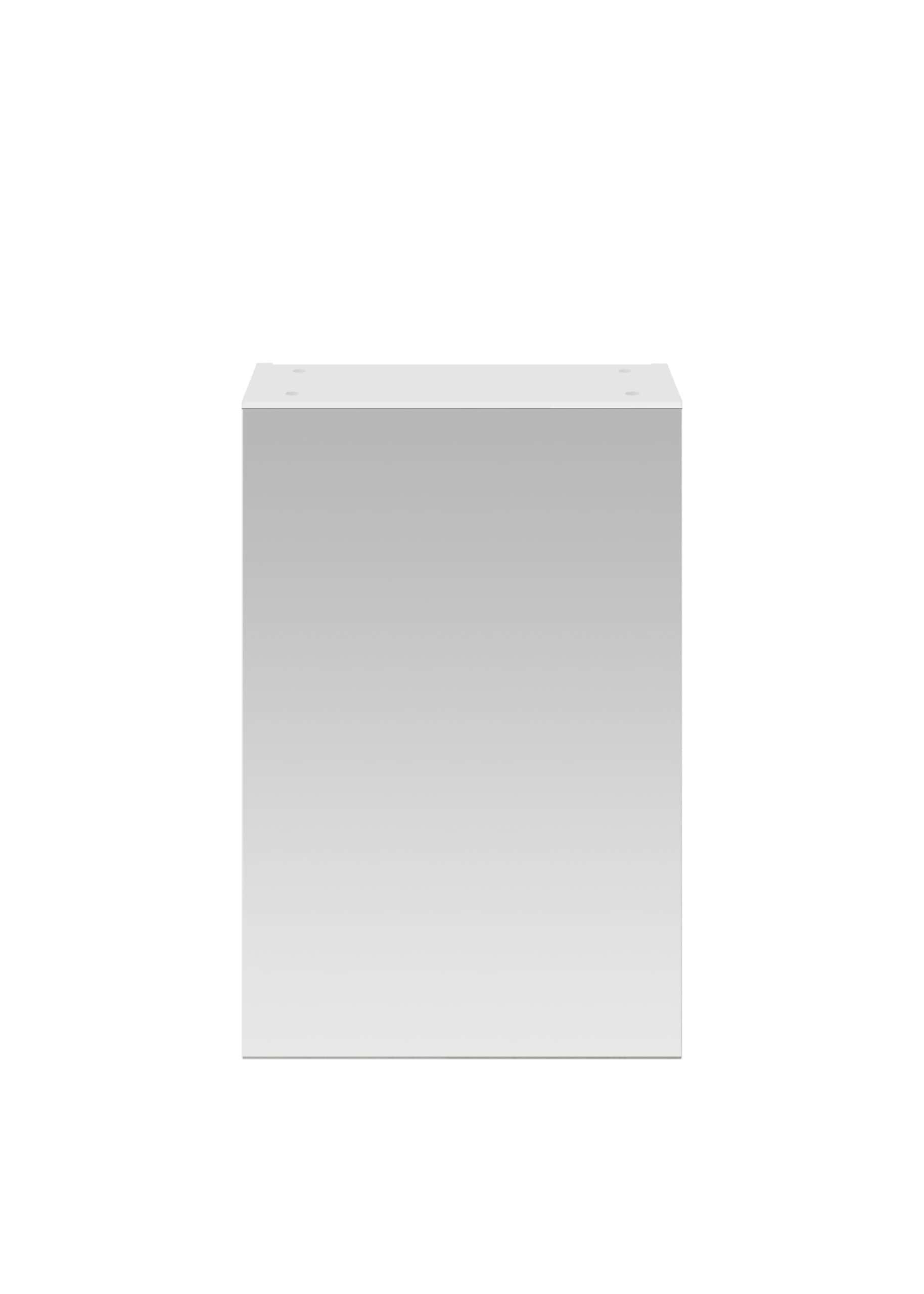 White bathroom cabinet with sleek minimalist design, perfect for modern bathroom storage solutions.