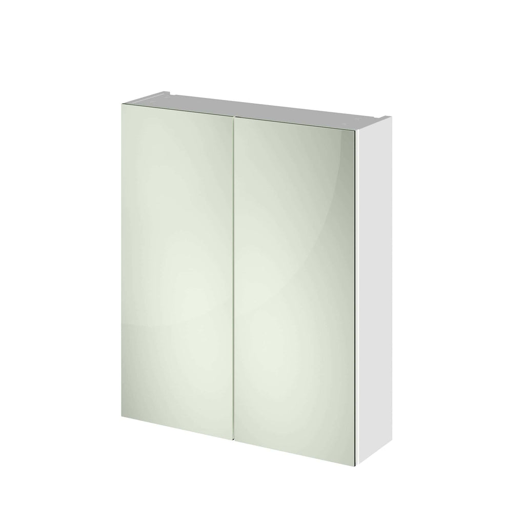 Sleek white bathroom mirror cabinet with double doors, ideal for modern bathrooms, providing stylish storage solutions and enhancing space with contemporary design.