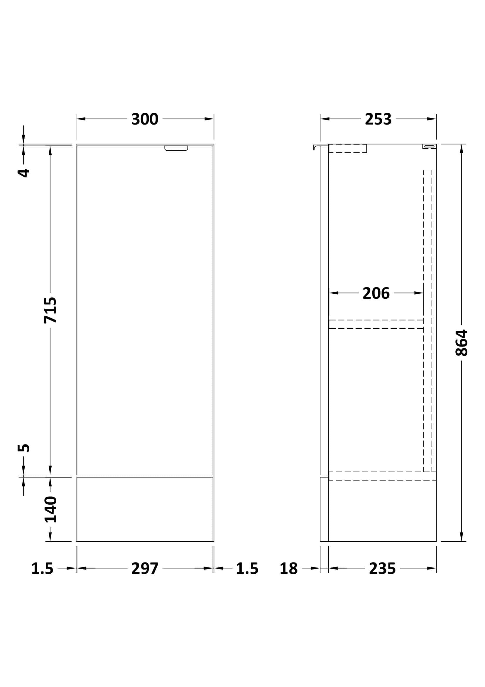 High-quality bathroom storage cabinet blueprint with precise dimensions for modern Bubly Bathrooms designs, perfect for renovation or new build projects.