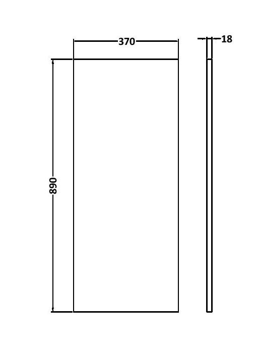 Folding shower door with dimensions, clear glass panel, modern bathroom shower screen, 880mm height, 370mm width, 18mm thick, durable and stylish, suitable for contemporary bathroom renovations.