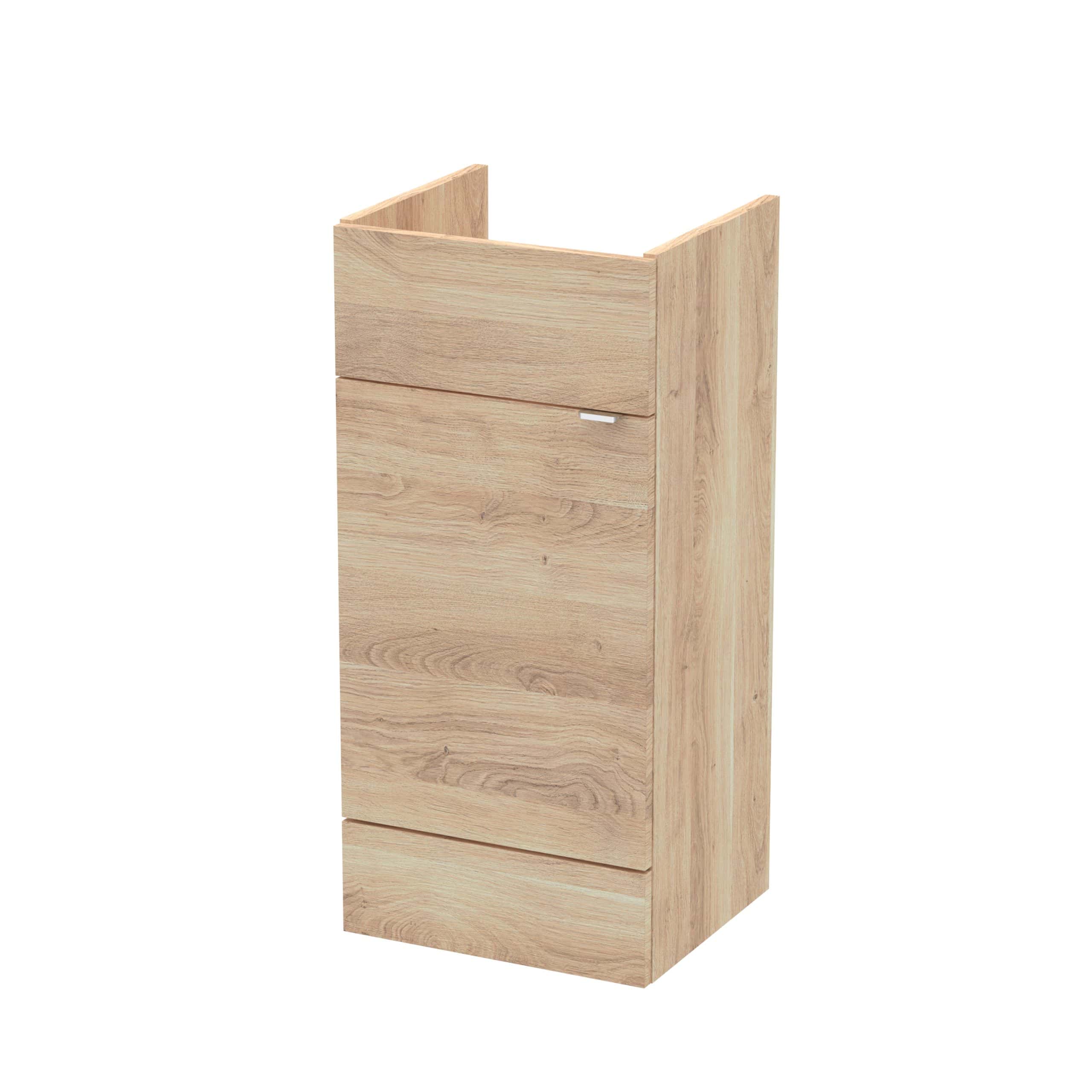 Natural wood bathroom cabinet with drawers, sleek and modern storage solution from Bubly Bathrooms, ideal for organising bathroom essentials with a stylish finish.