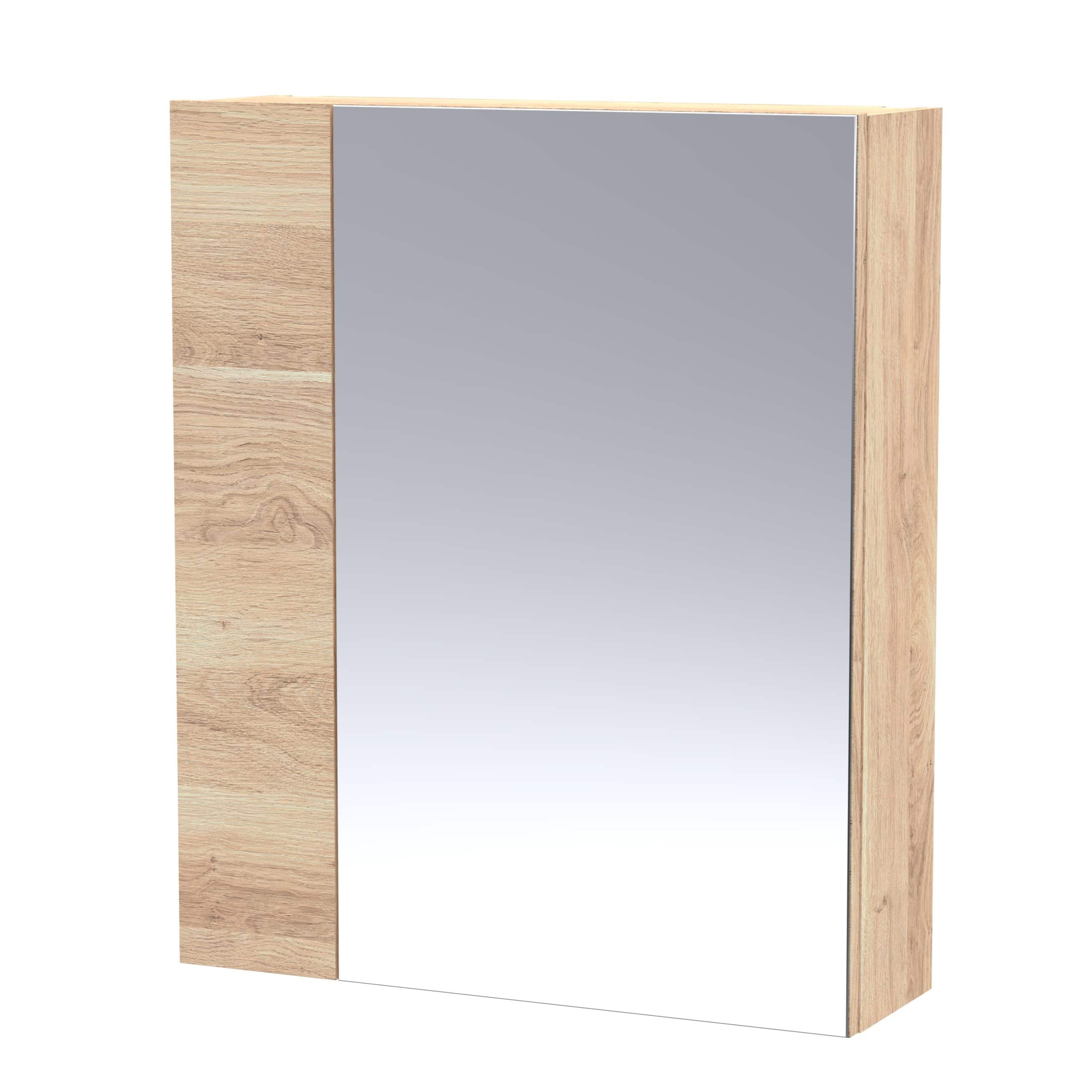 Stylish bathroom mirror with wooden frame, ideal for modern bathroom decor, combining functionality and aesthetics for a perfect finishing touch.