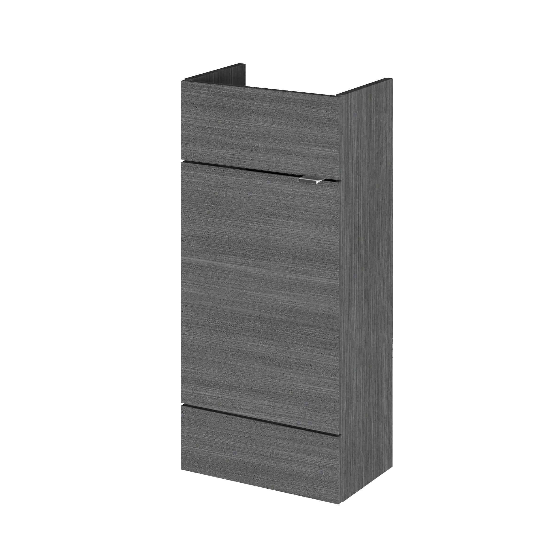 Sleek grey modern bathroom storage cabinet with three drawers, ideal for contemporary bathroom organisation and design.