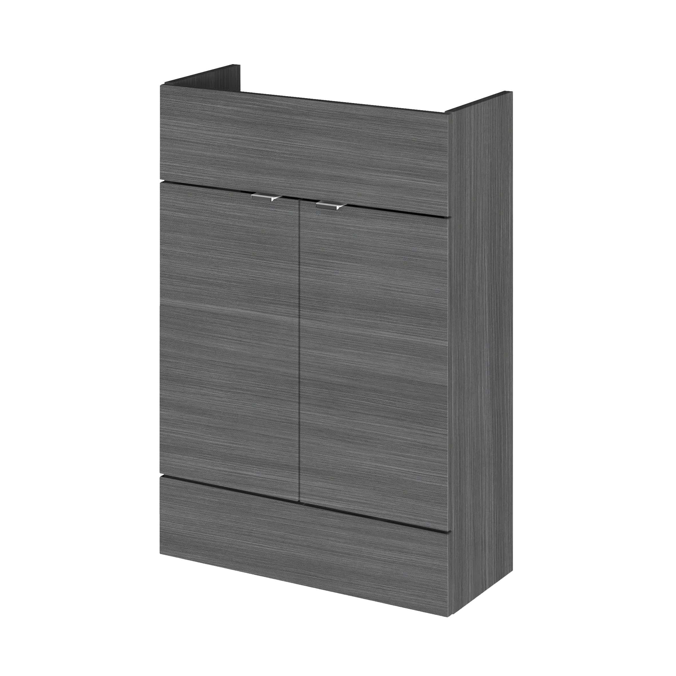 Sleek grey bathroom storage cabinet with modern finish, perfect for organising toiletries and essentials in contemporary bathroom designs.