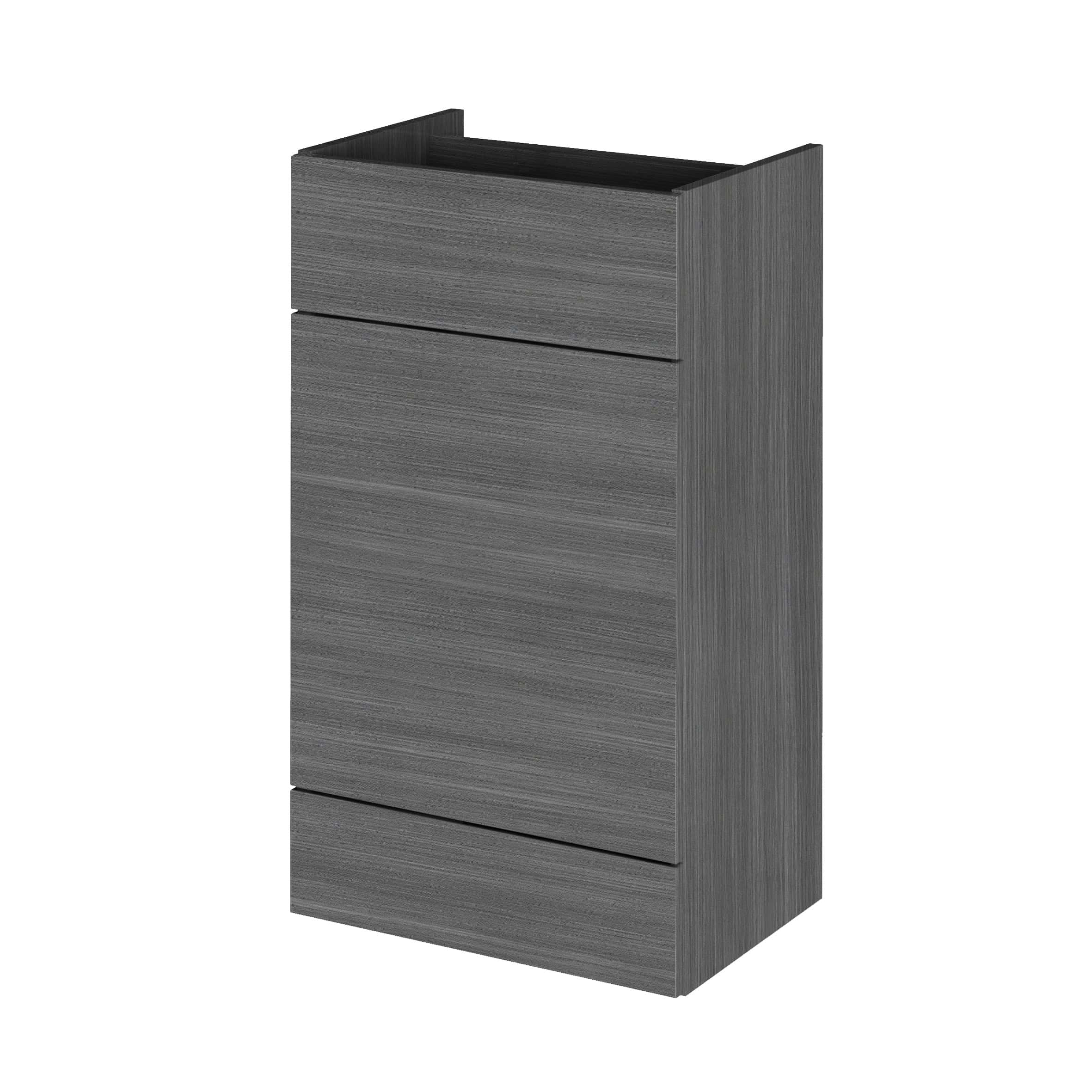 Sleek grey bathroom vanity unit with three drawers, modern design, durable laminate finish, ideal for contemporary bathrooms, space-saving storage solution for toiletries and essentials.