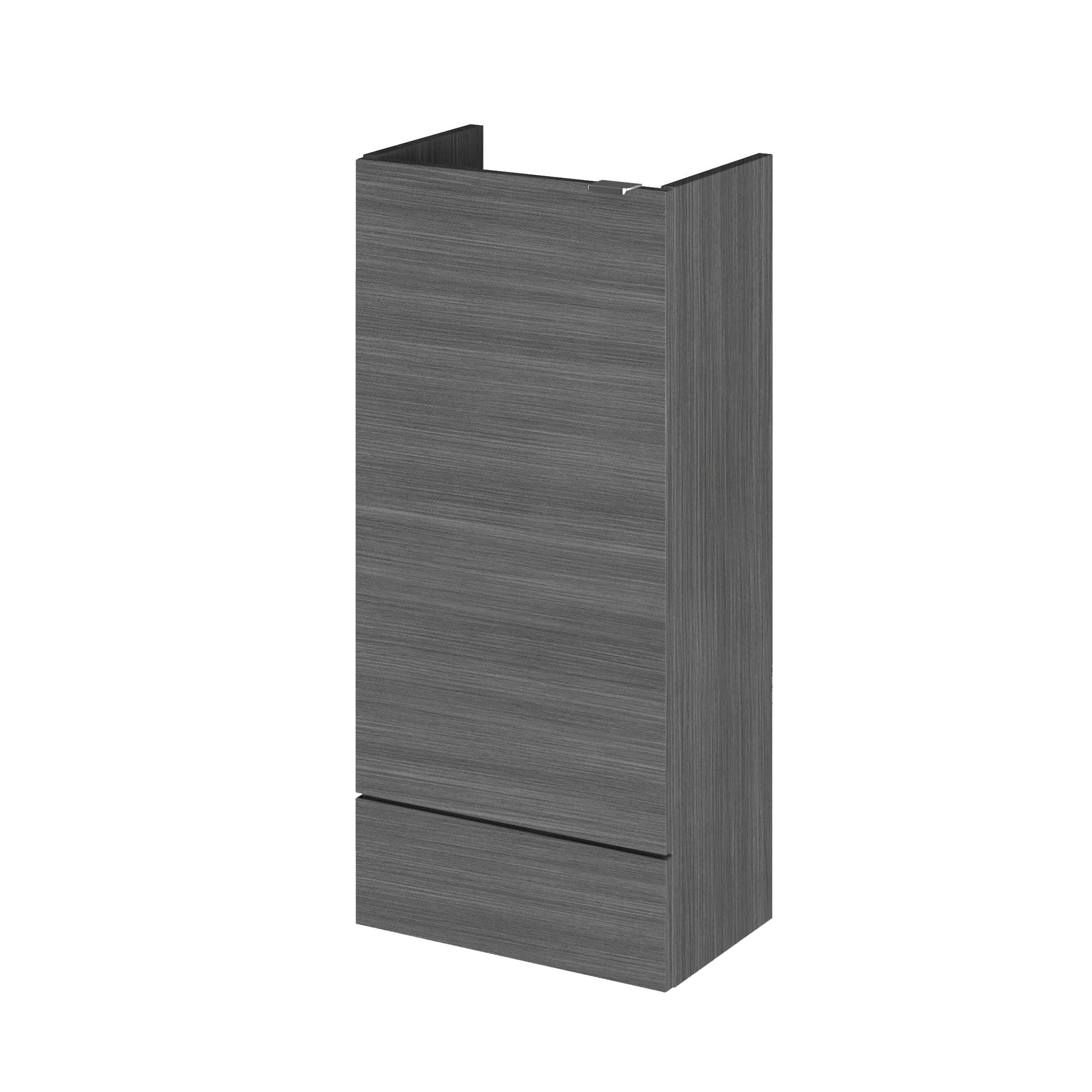 Sleek grey bathroom cabinet with a modern wood finish, ideal for stylish bathroom storage solutions. Durable design, perfect for keeping toiletries organised and accessible.