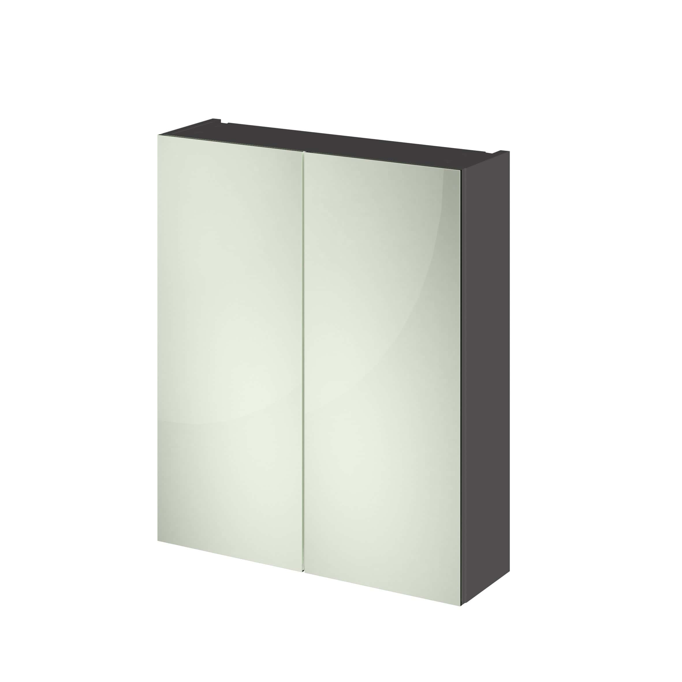 Sleek modern bathroom storage cabinet with mirrored doors in a minimalist design, ideal for contemporary bathrooms, featuring ample space for toiletries and a stylish finish.