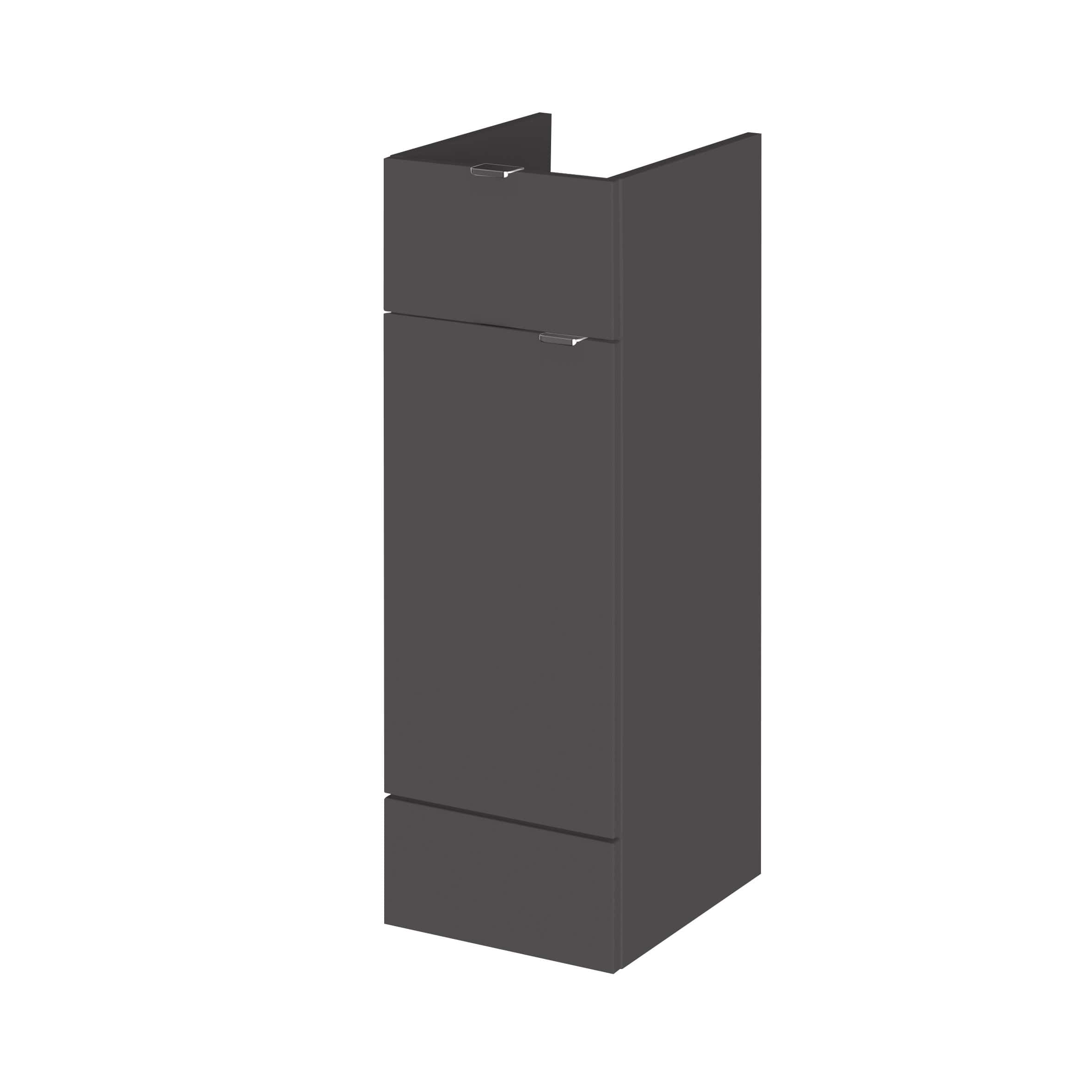 Sleek dark grey bathroom storage cabinet with three compartments, modern design, ideal for organising bathroom essentials and maximising space. Perfect for contemporary bathroom interiors.