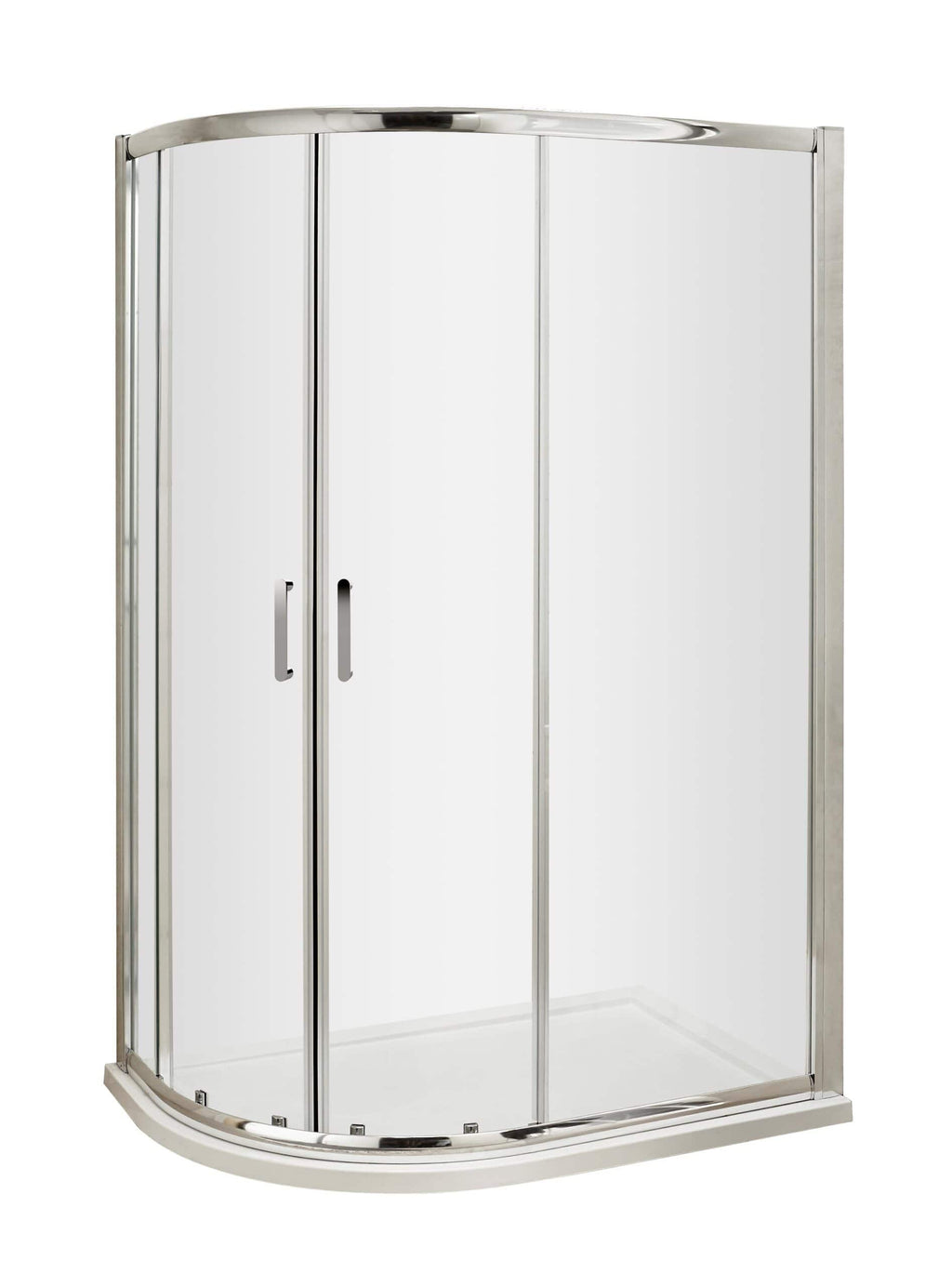 Shower enclosure with sliding glass doors and chrome frame, ideal for modern bathrooms. Stylish, durable, and space-saving design by Bubly Bathrooms for a sleek bathroom upgrade.