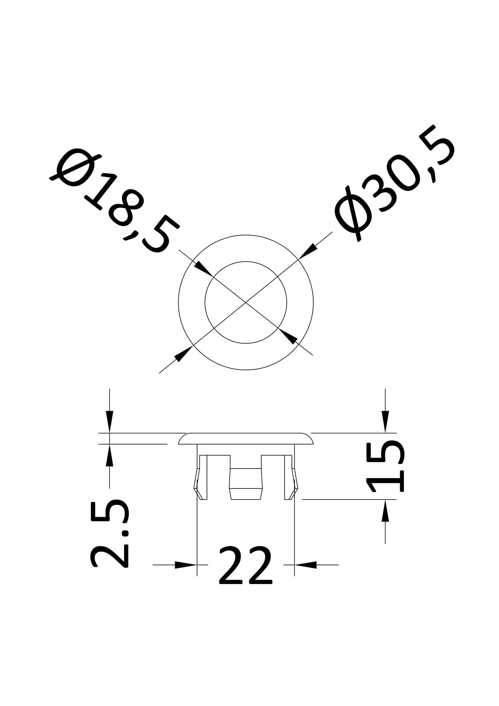 High-resolution technical drawing of bathroom fixture component with detailed measurements for Bubly Bathrooms. Suitable for design, installation, and renovation projects.