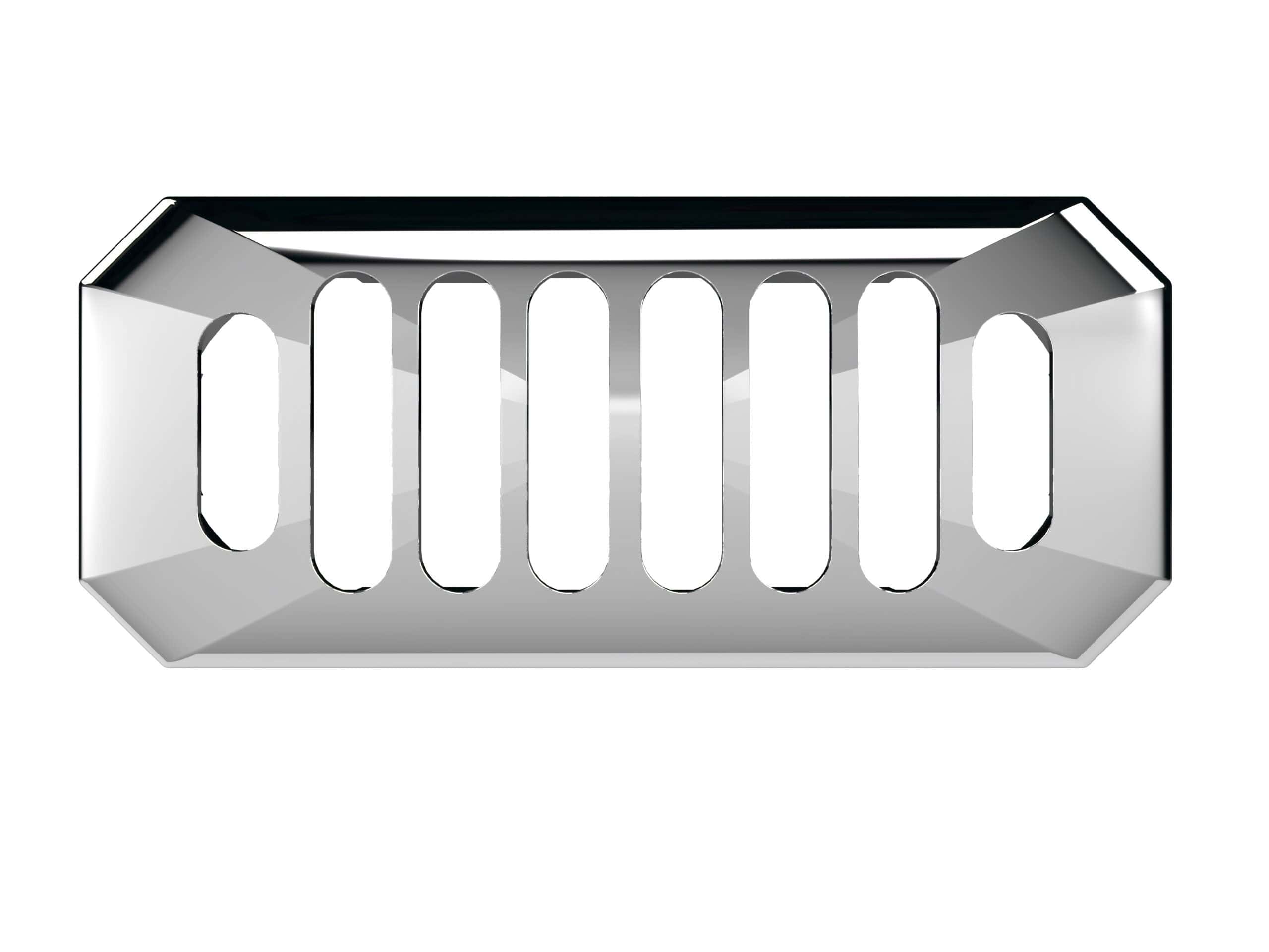 Sleek silver shower soap dish holder for bathroom, wall-mounted or shower shelf accessory, durable stainless steel material,Modern bathroom storage solution for soap and shower essentials.
