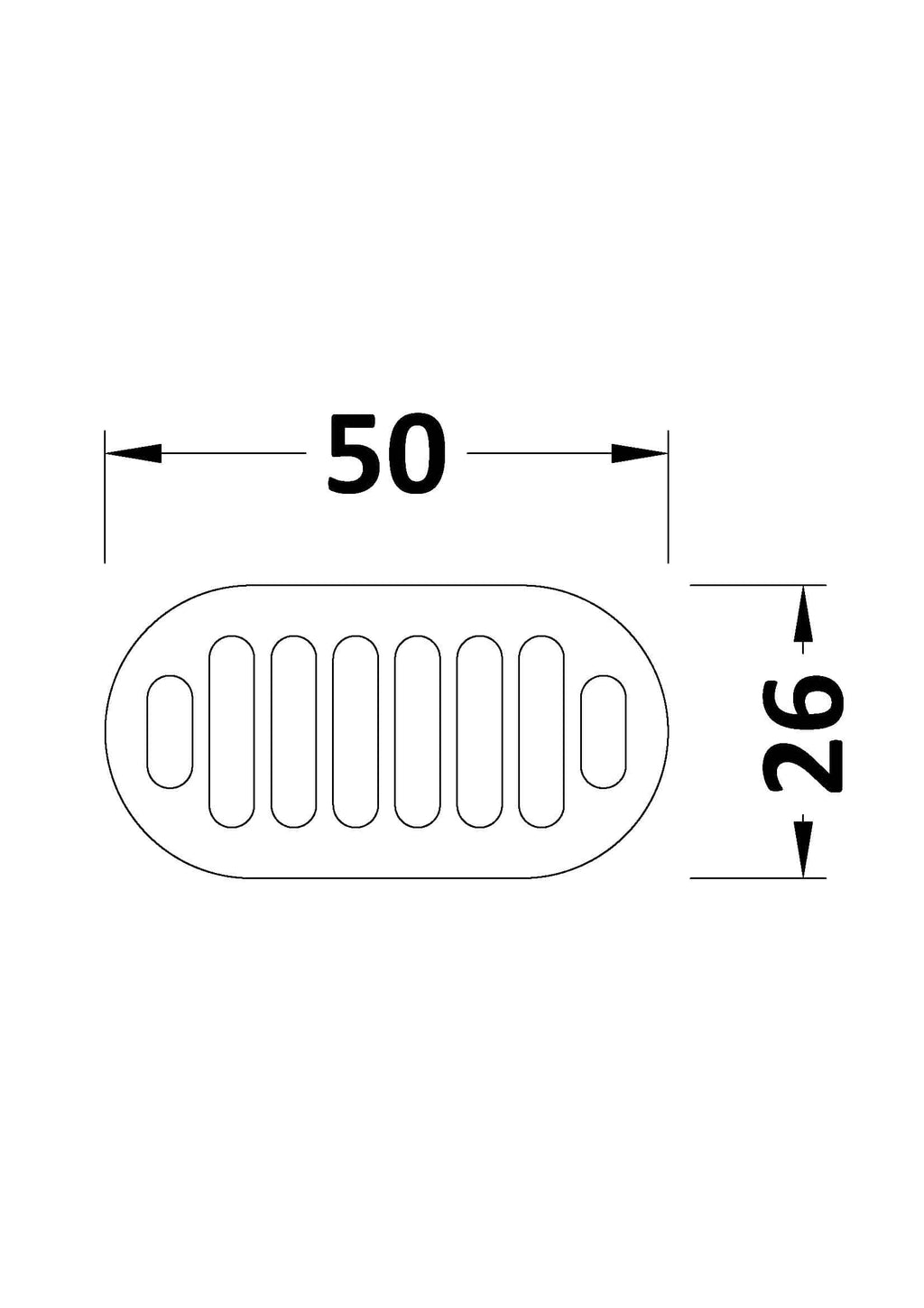 Anti-slip shower footrest with dimensions 50cm x 26cm, ideal for bathroom safety and accessibility. Durable rubber design provides stability and support in the shower area.