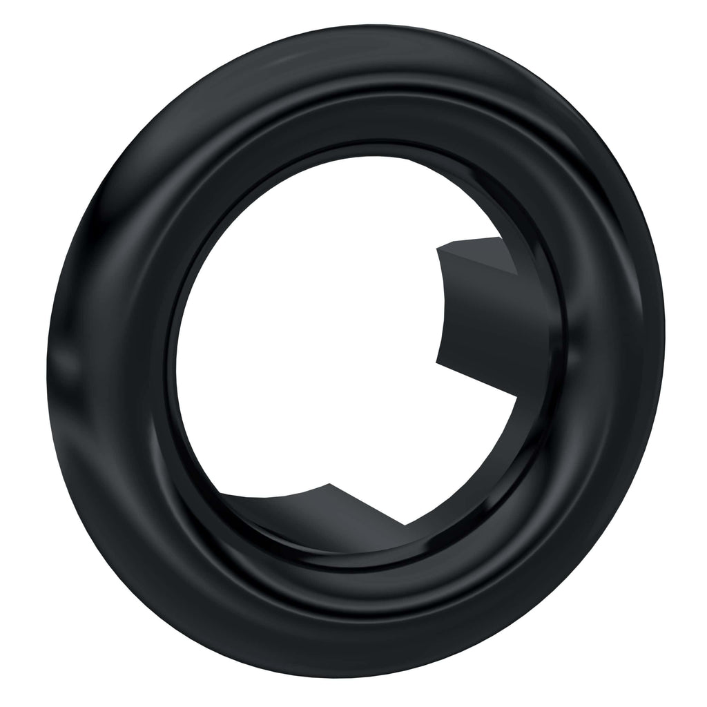 Flexible black pipe connector for bathroom plumbing and fixtures.