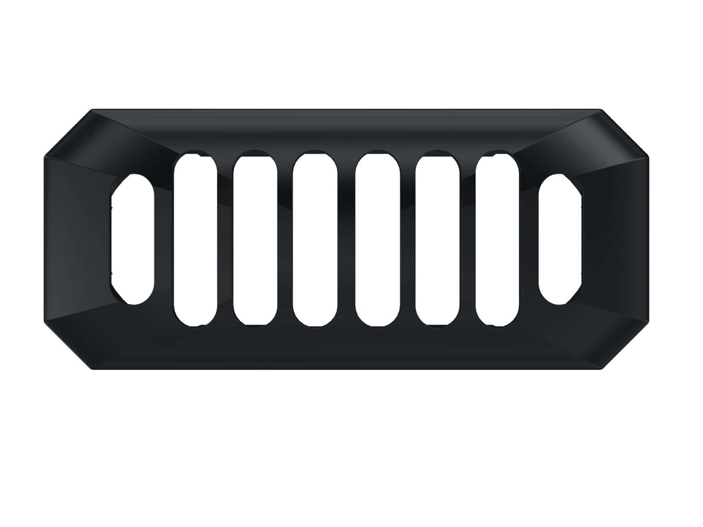 Black bathroom drain cover, sleek and durable bathroom hardware for shower or bathtub drainage, ideal for modern bathroom renovation and plumbing installations.