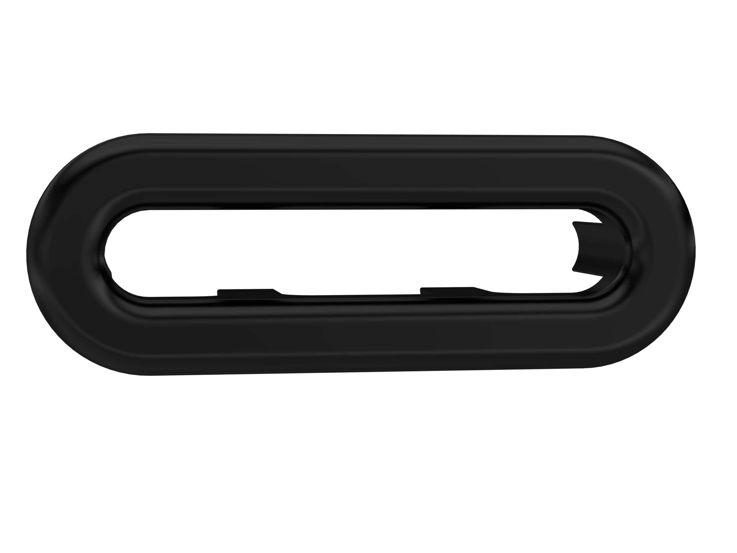 Black plastic shower door handle, sleek and modern bathroom accessory, designed for ease of use and durability in contemporary Bubly Bathrooms.