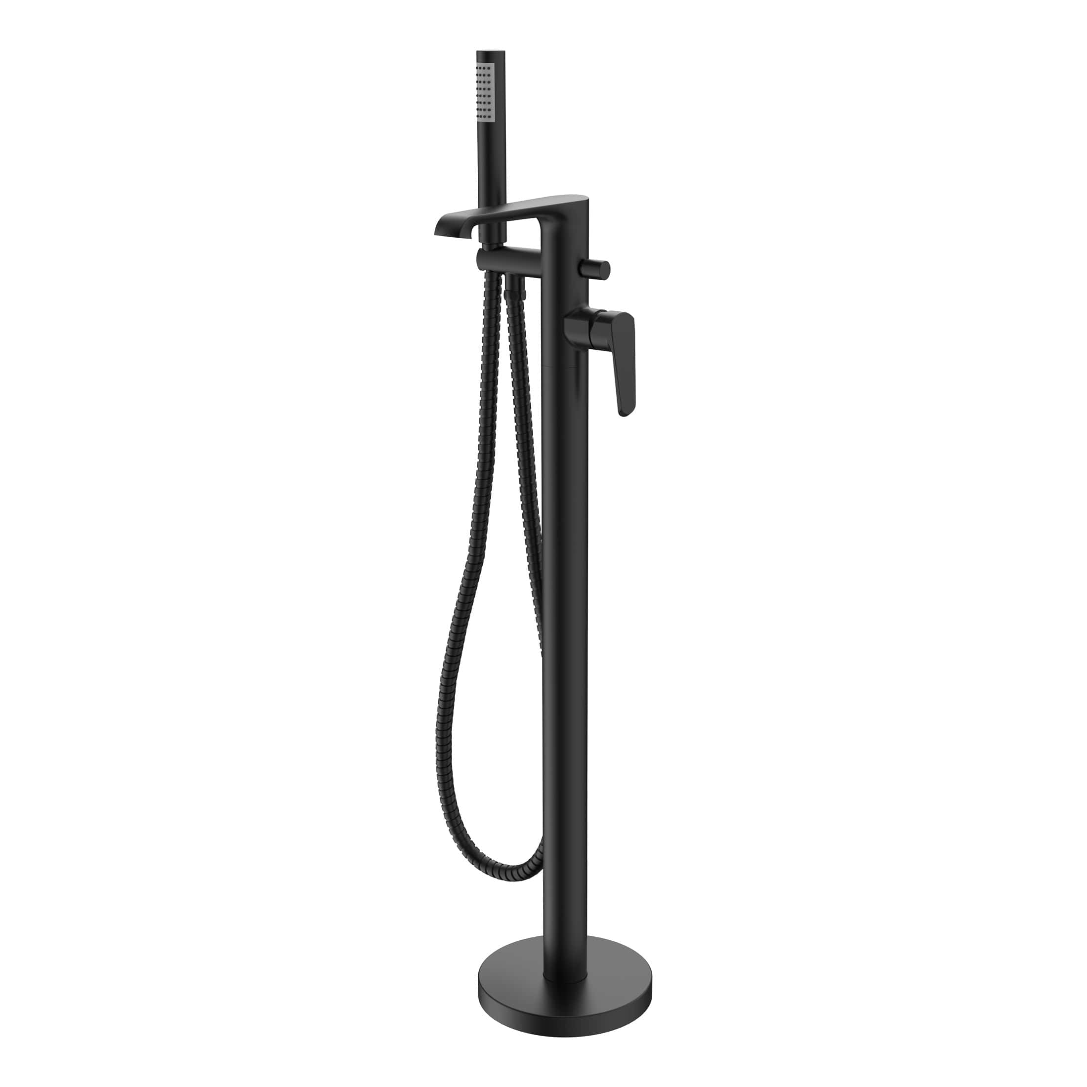 Modern black freestanding bathroom bidet spray with hose and handle, ideal for contemporary Bubbly Bathrooms installations and bathroom accessories.