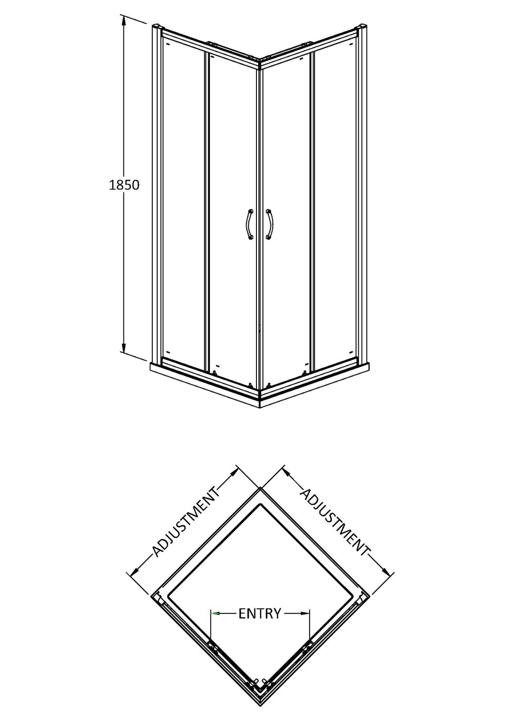 Flexible shower enclosure with adjustable dimensions and easy entry, perfect for modern bathrooms and waterproofing requirements. Designed for easy installation and space optimisation.